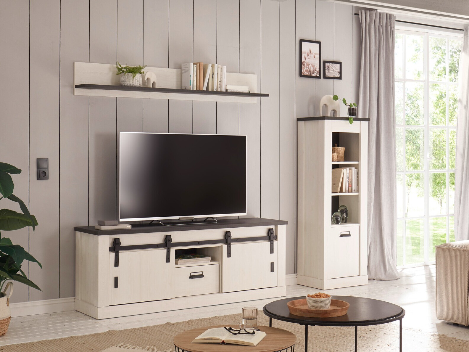 Комплект за хол Cirtale 131 (Избелен бор + Антрацит)