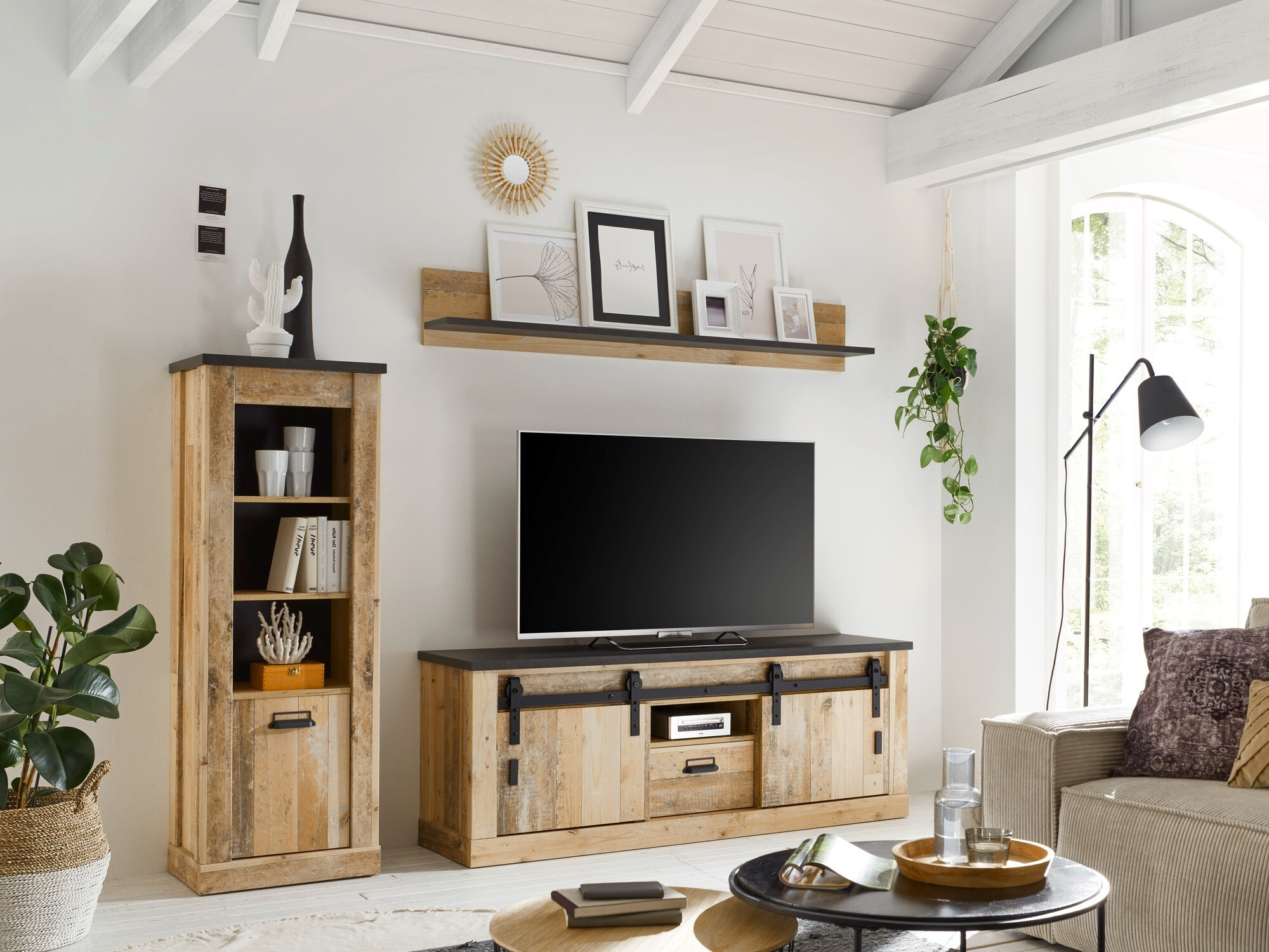 Комплект за хол Cirtale 131 (Отлежало дърво + Антрацит)