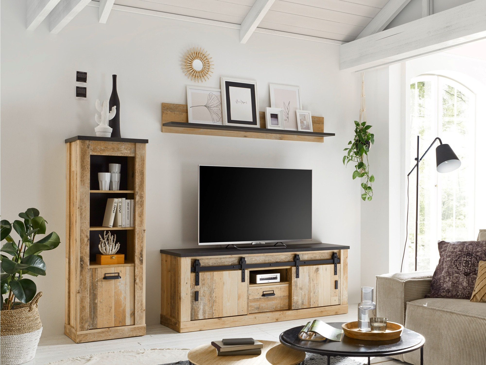 Комплект за хол Cirtale 131 (Отлежало дърво + Антрацит)