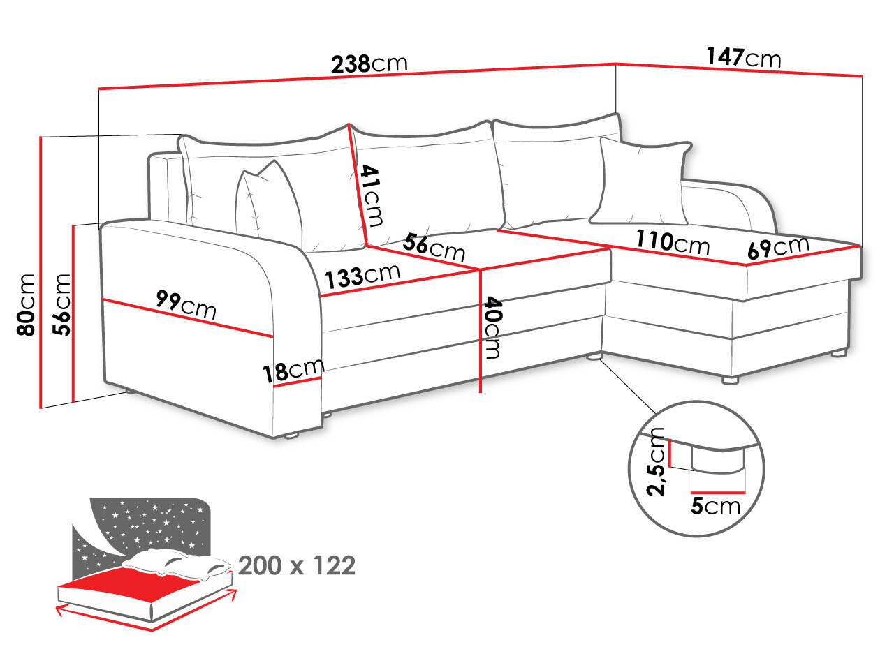 Ъглов диван Comfivo Melissa (Mikrofaza 15 + Mikrofaza 22)