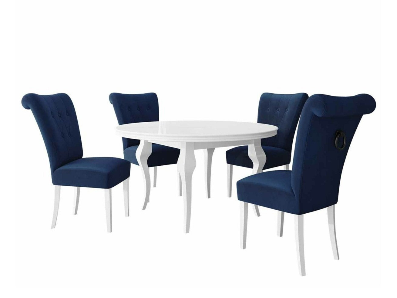 Маса и столове за трапезария Racine 143 (Бял + Magic Velvet 2216)