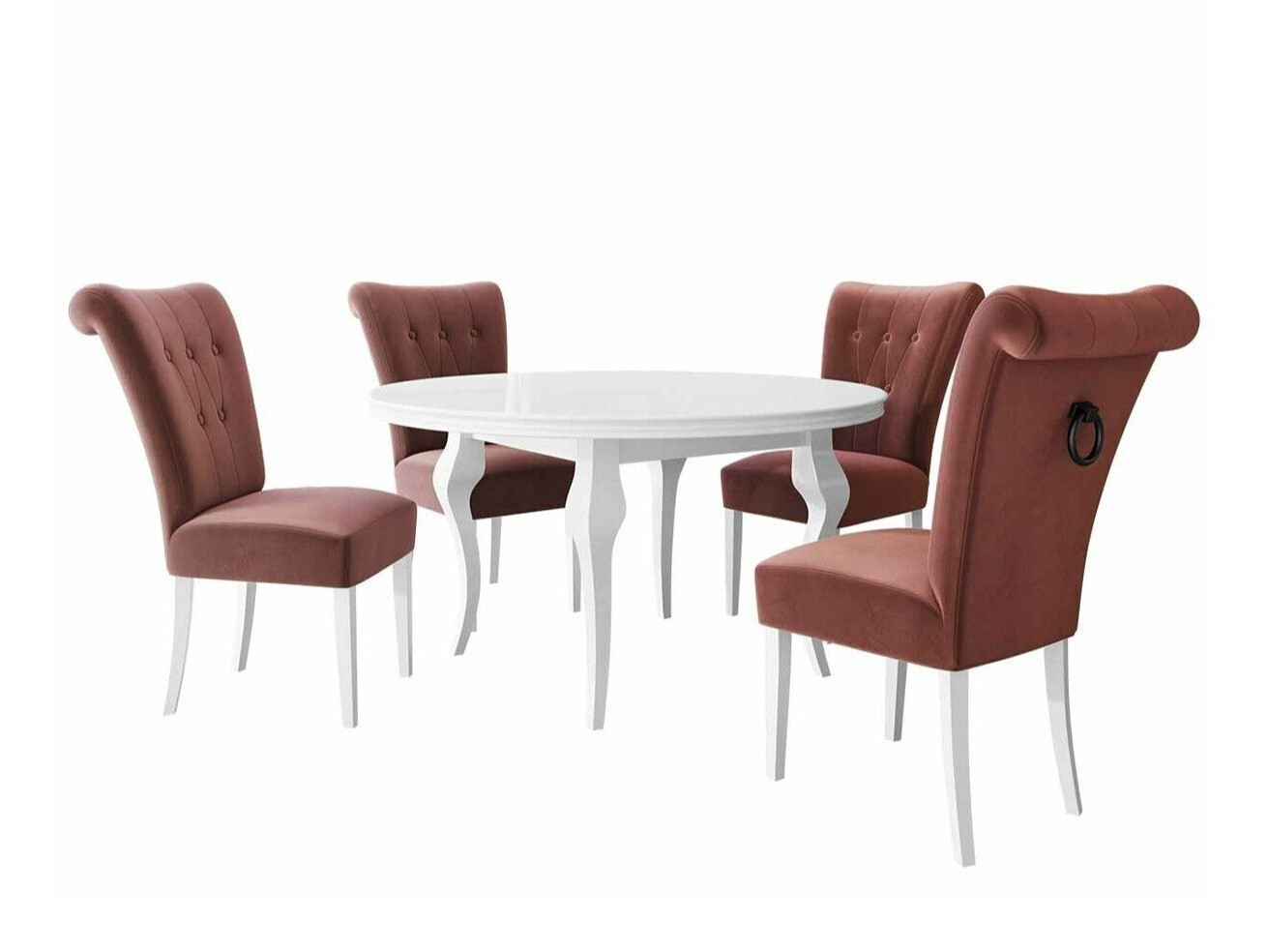 Маса и столове за трапезария Racine 143 (Бял + Magic Velvet 2258)
