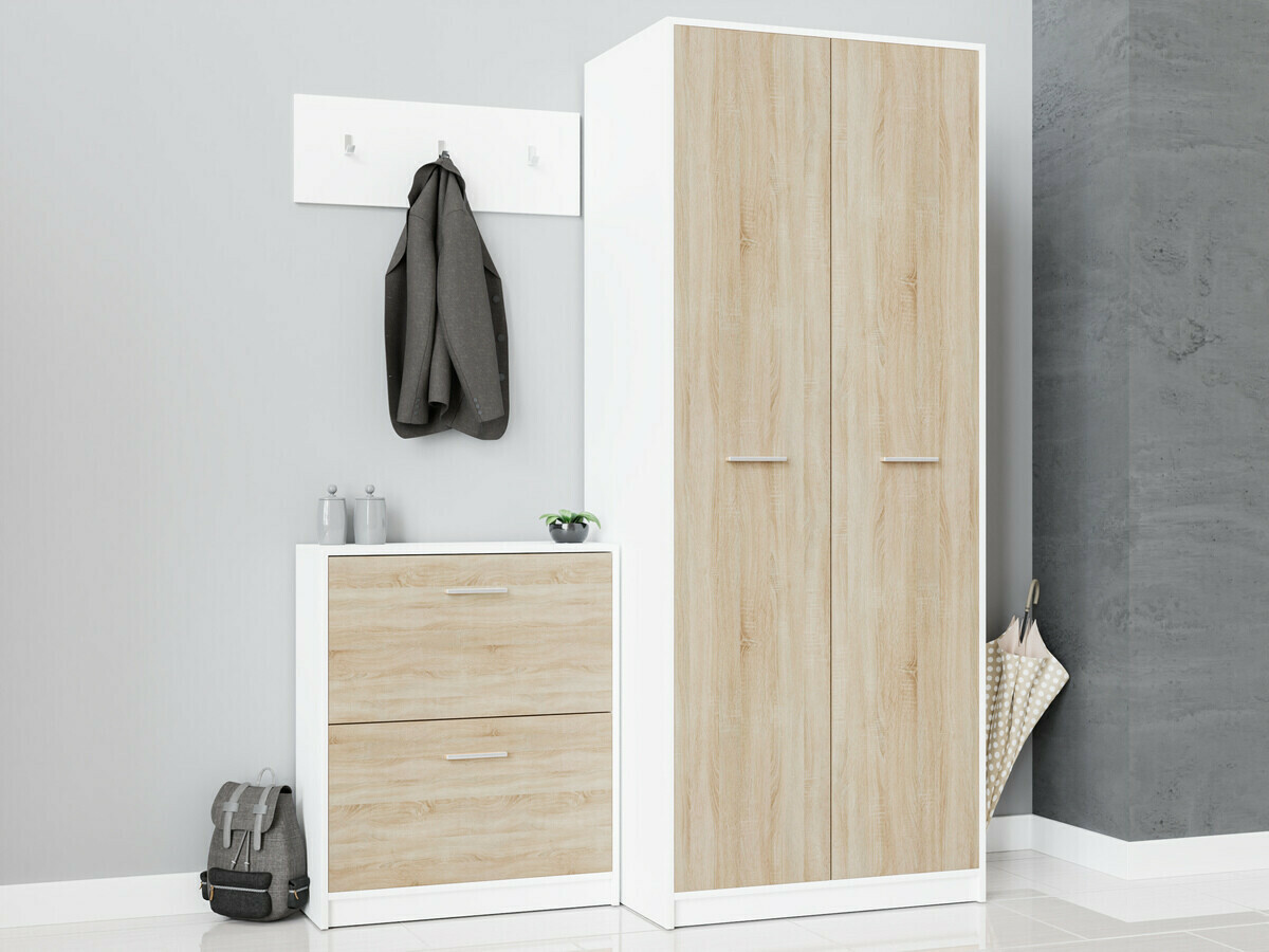 Шкаф за обувки Novsore 112 (Сонома дъб + Бял)