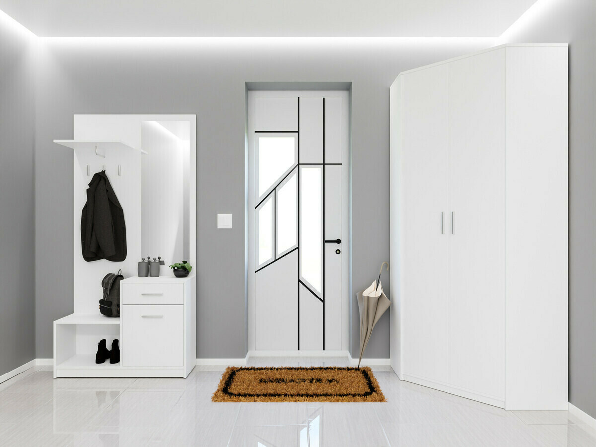 Ъглов гардероб Novsore 119 (Бял)