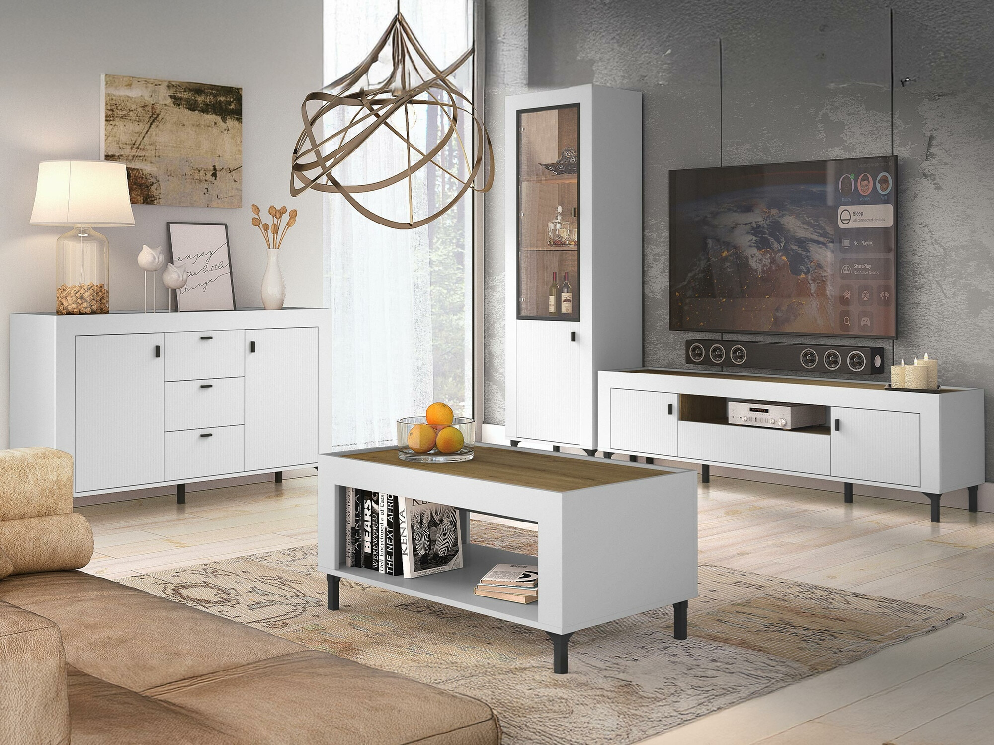 Комплект за хол Mormavu 114 (Матов бял)