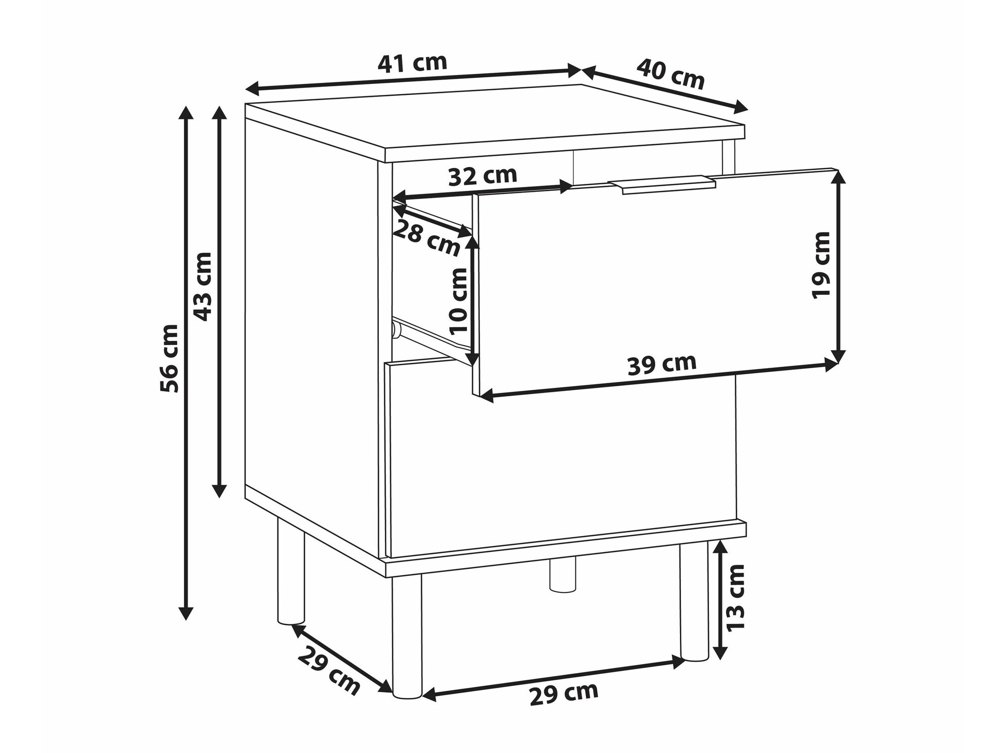 Нощно шкафче Berwyn 2384 (Бял)