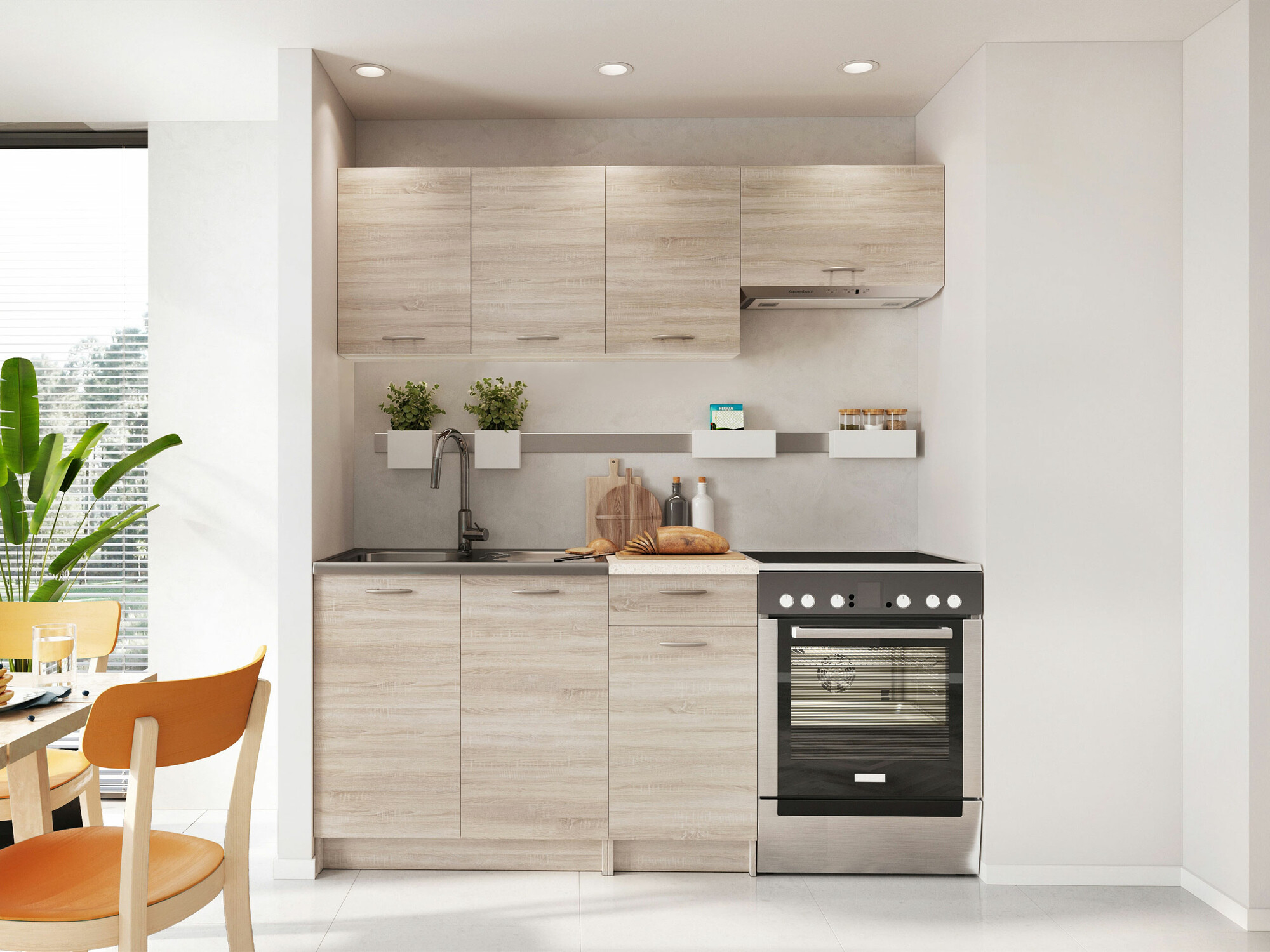 Комплект за кухня Ota (Сонома дъб + Бежов)