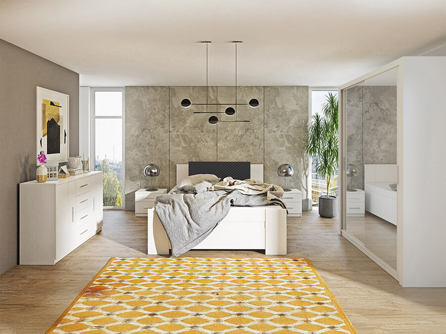 Комплект за спалня Catromi 113 (Бял + Soft Pik 011)