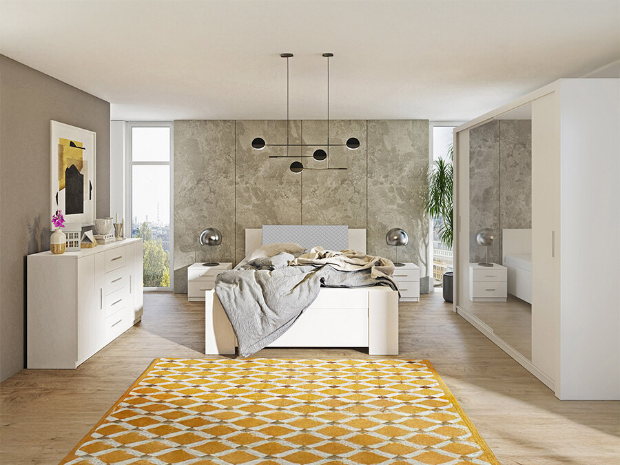 Комплект за спалня Catromi 114 (Бял + Soft Pik 029)