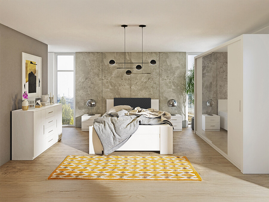 Комплект за спалня Catromi 115 (Бял + Soft Pik 011)