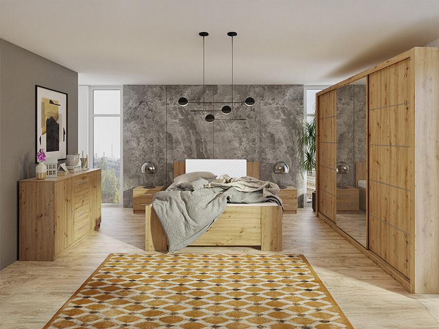 Комплект за спалня Catromi 116 (Artisan дъб + Soft Pik 017)