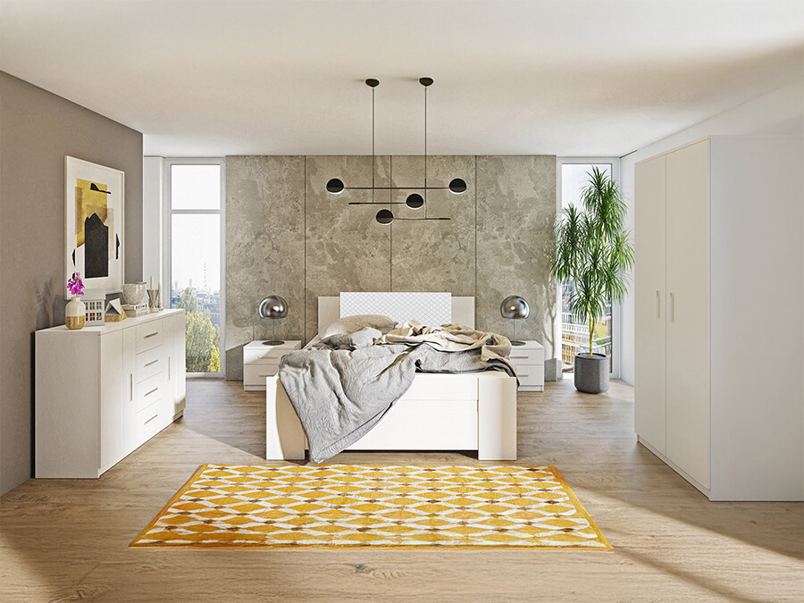 Комплект за спалня Catromi 122 (Бял + Soft Pik 017)