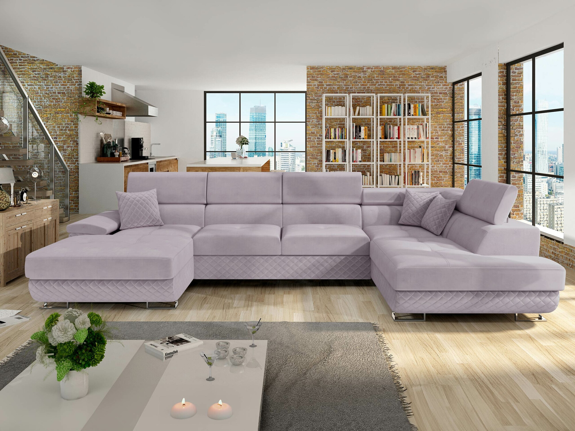 Ъглов диван Comfivo Ruta V (Prestige 2765 Karo + Prestige 2765)
