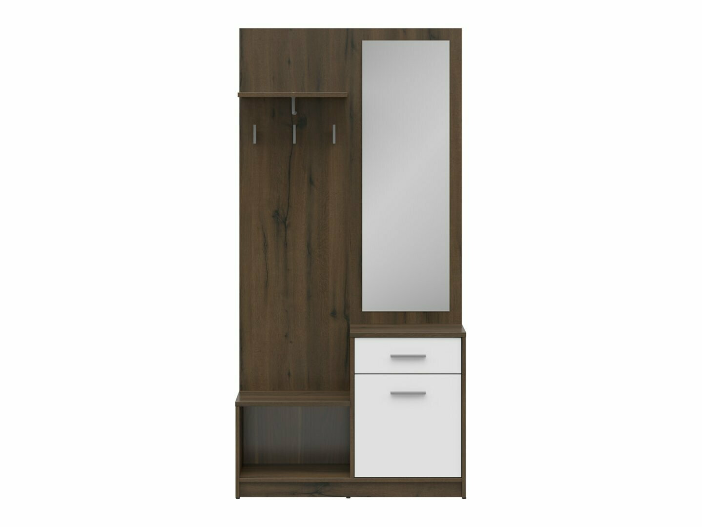 Комплект за антре Novsore 121 (Тъмен дъб + Бял)