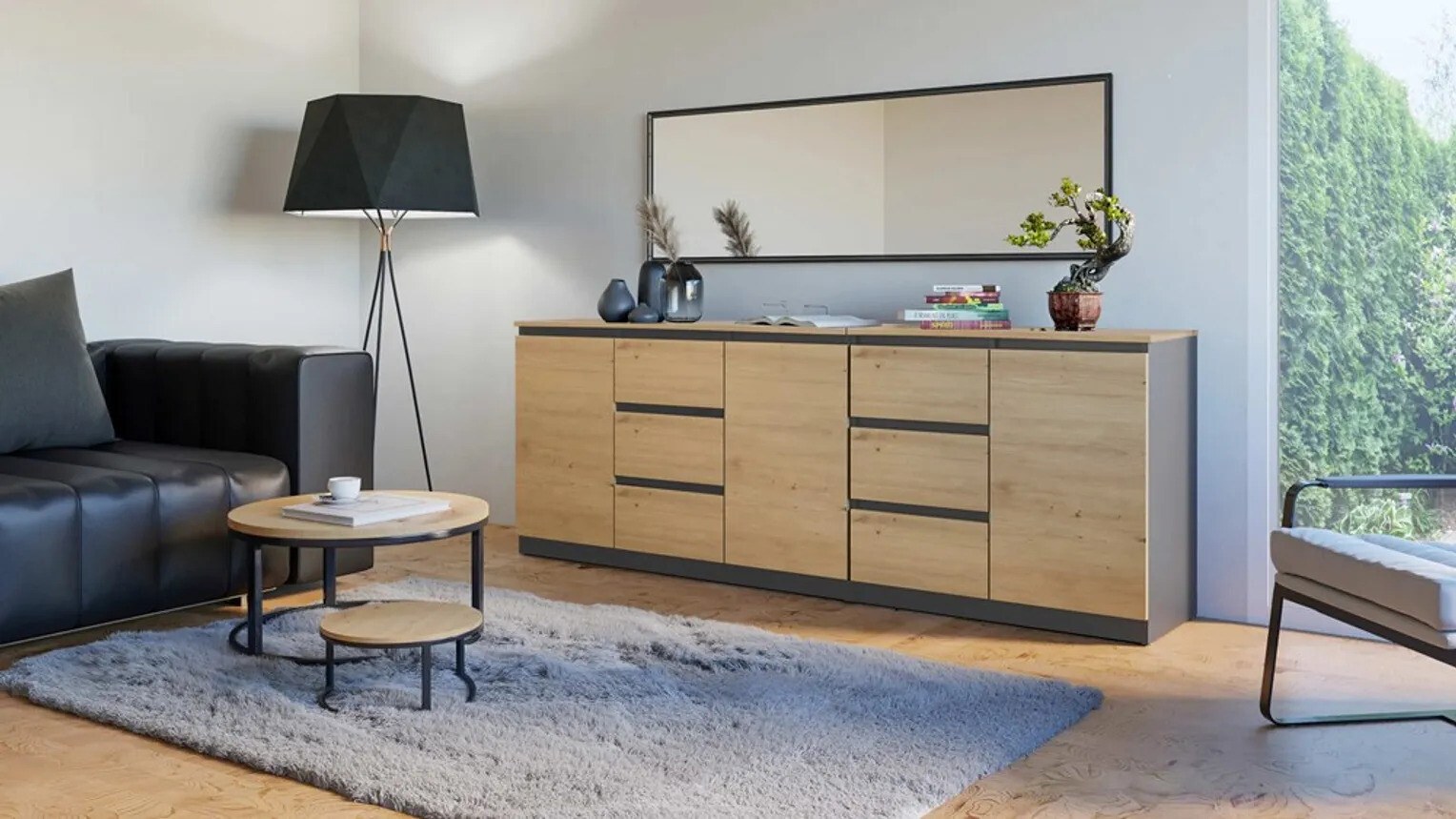 Скрин Elbvelu 109 (Антрацит + Artisan дъб)