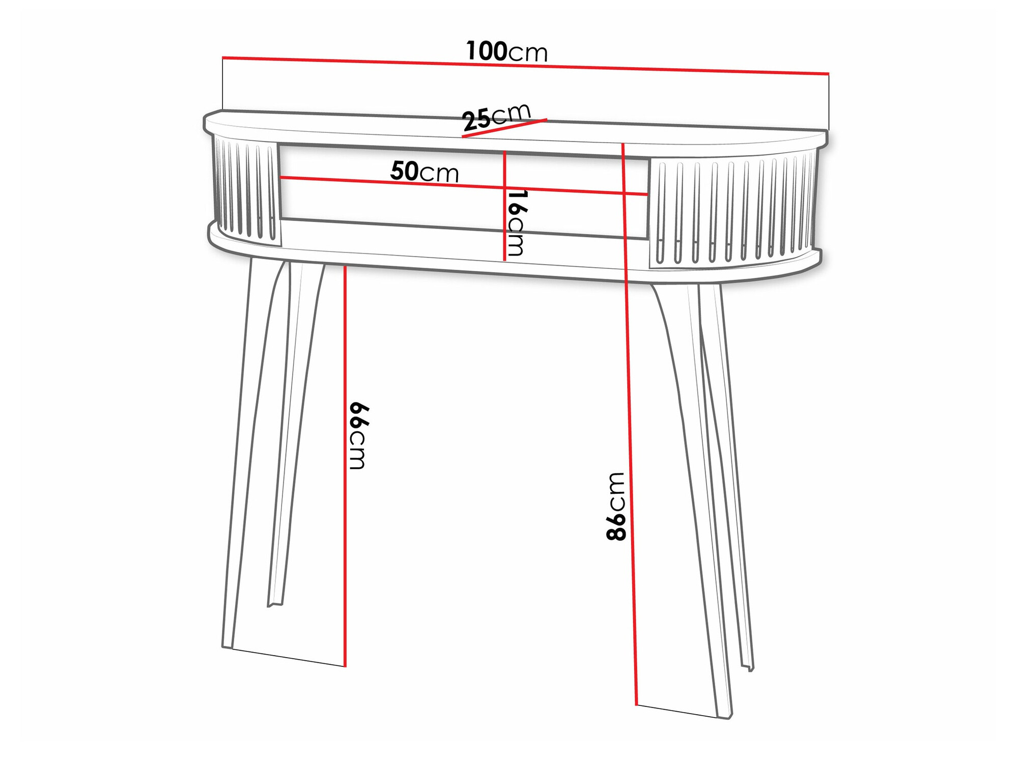 Конзолна маса Vitum II (Роза + Бял)