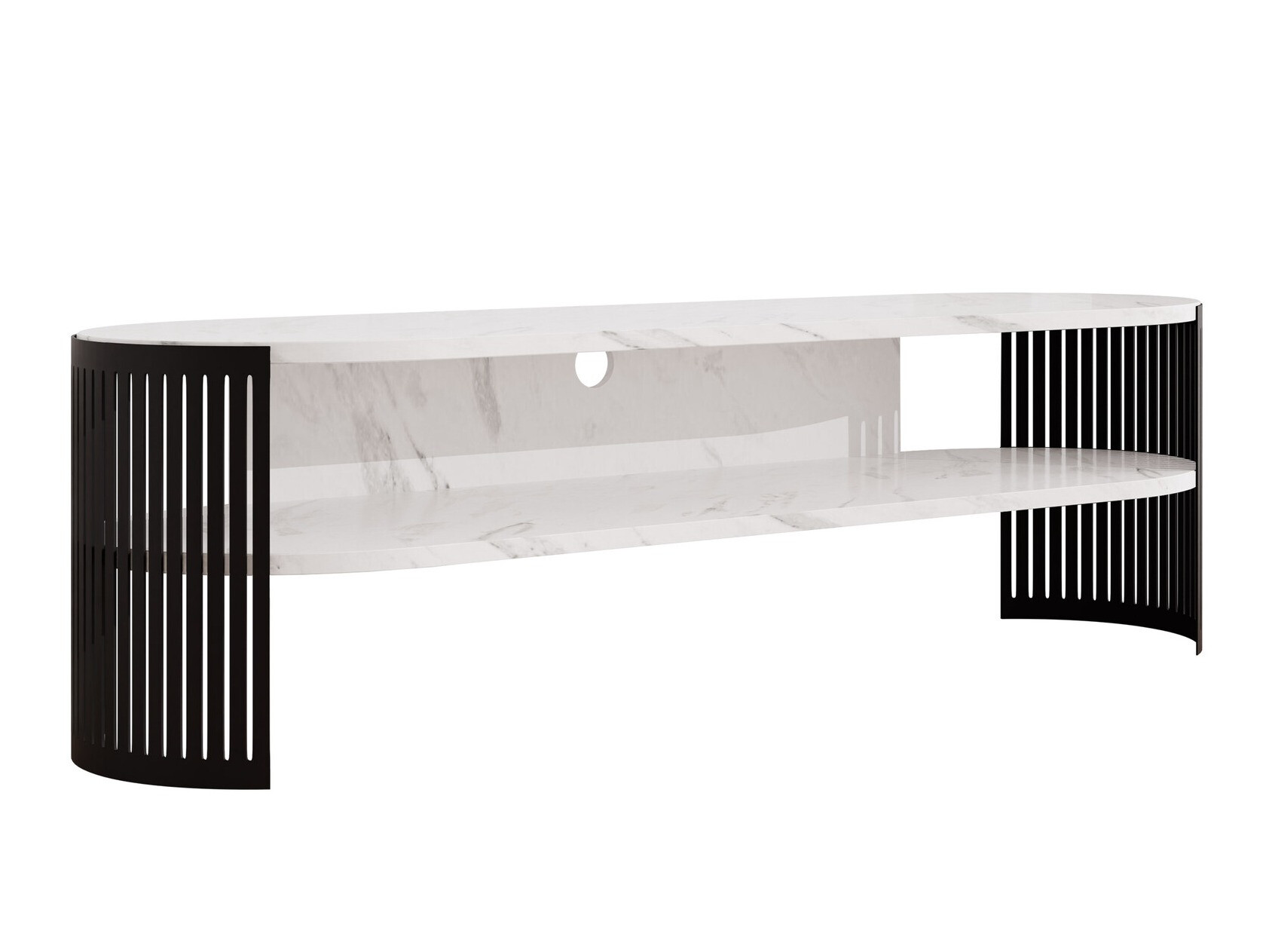 ТВ шкаф Civer (Черен + Бял мрамор)