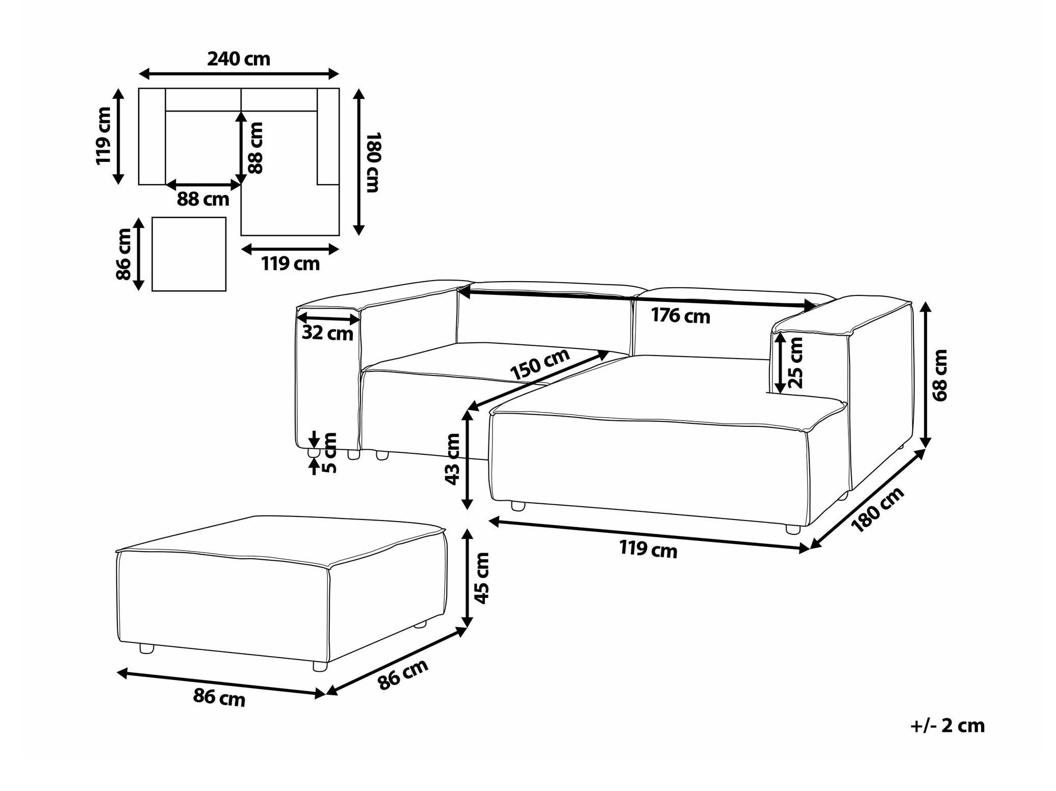 Комплект мека мебел Serophi 105 (Бежов)