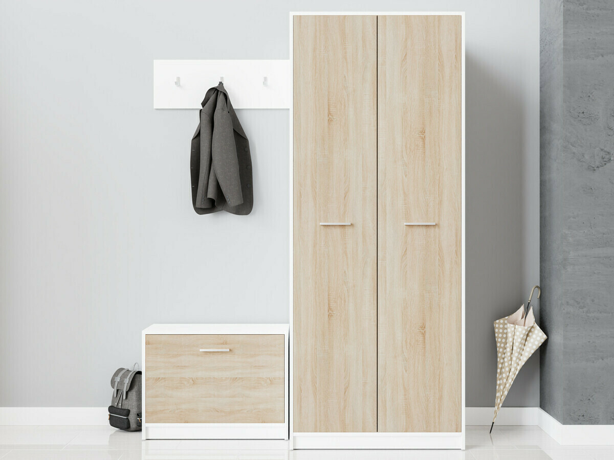 Комплект за антре Novsore 152 (Бял + Сонома дъб)