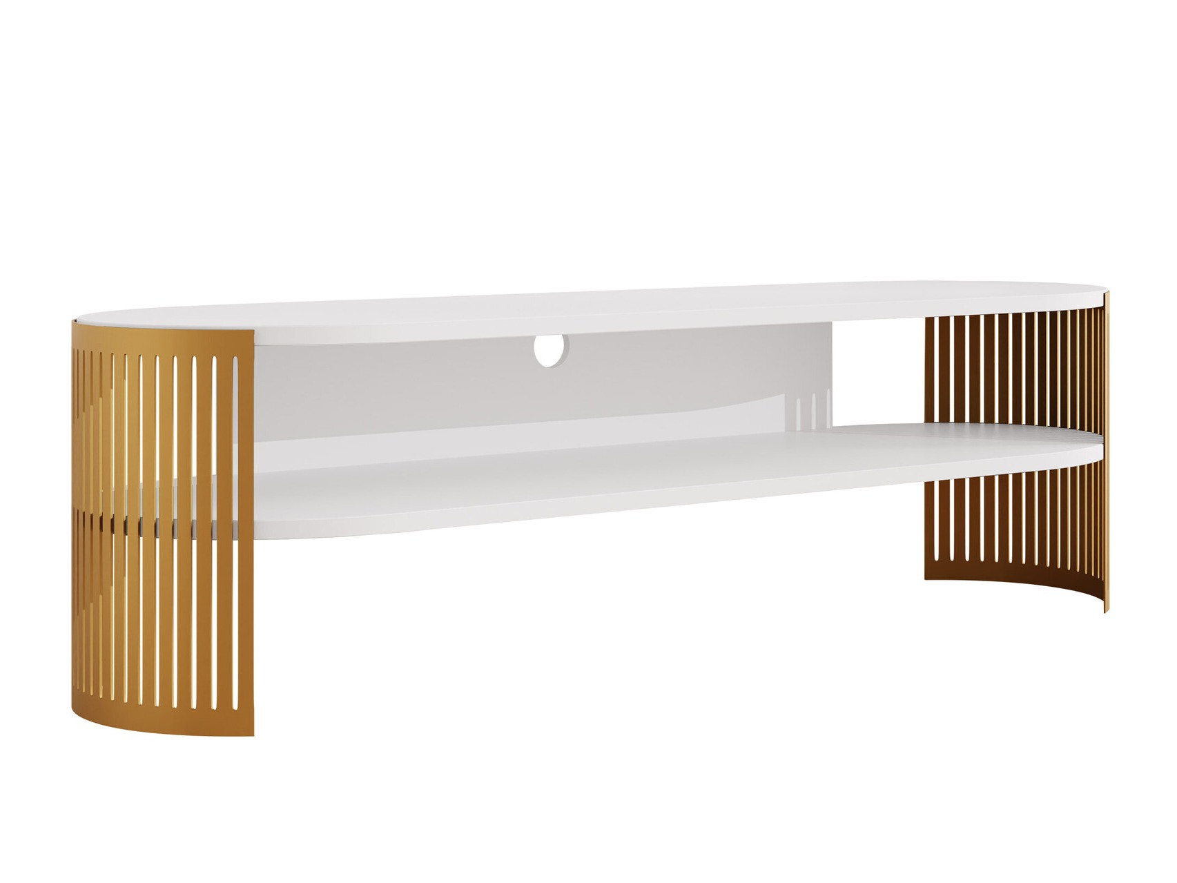 ТВ шкаф Evanola 110 (Златно + Бял)