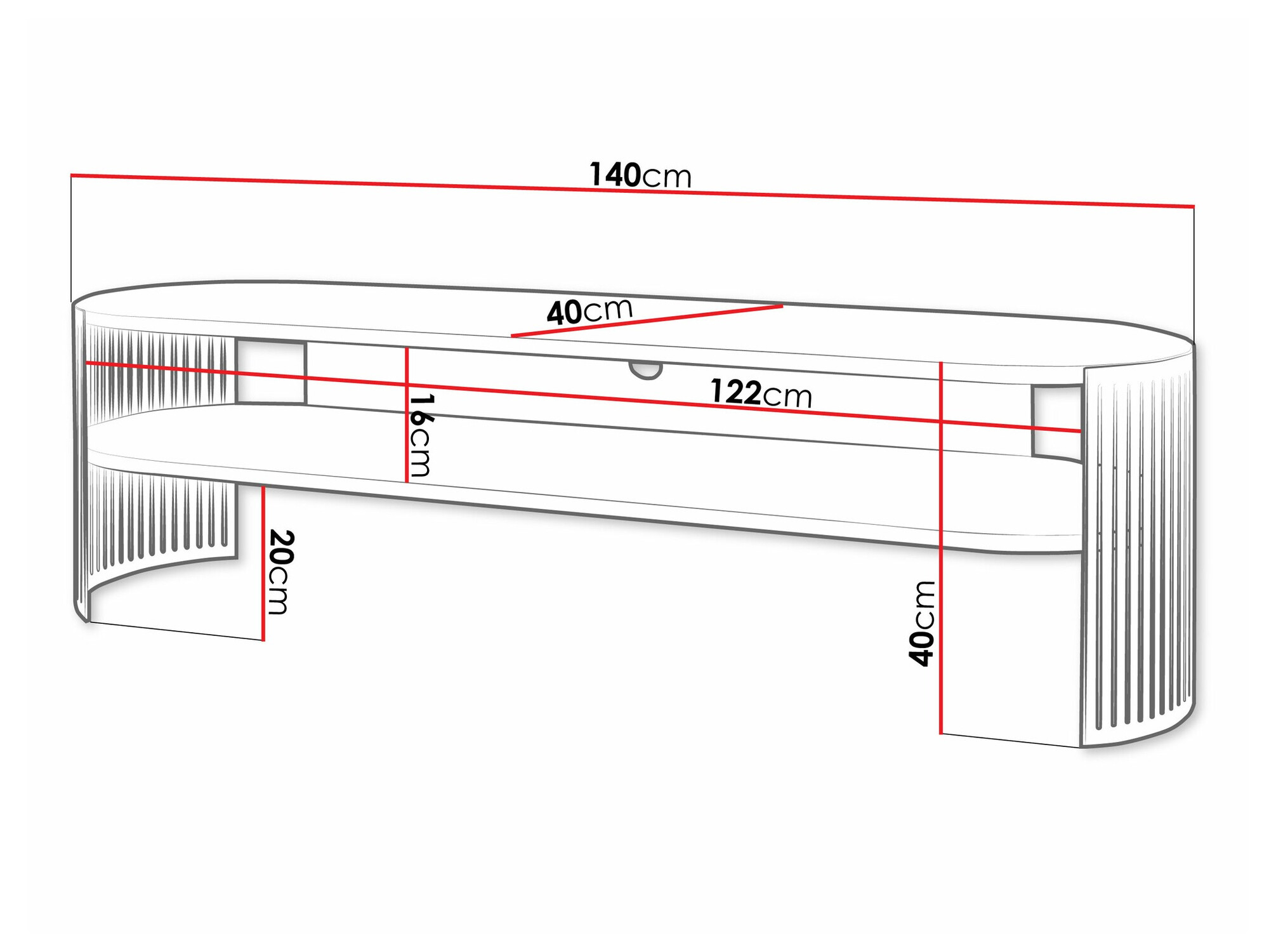 ТВ шкаф Evanola 110 (Златно + Бял)