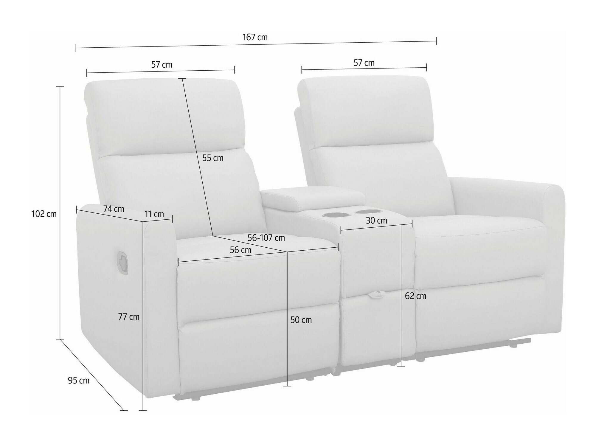 Диван реклайнър Denton 1397 (Антрацит)