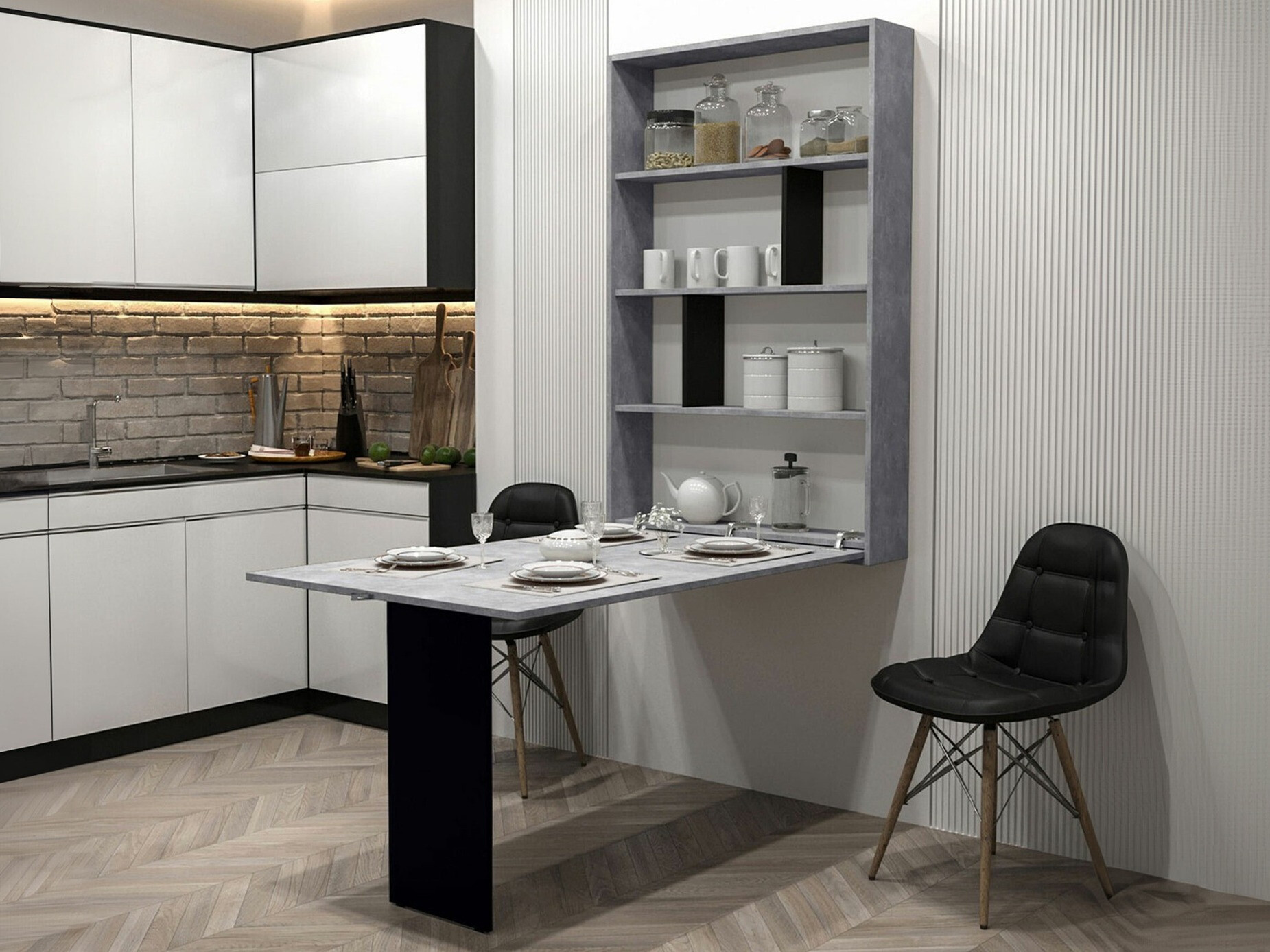 Сгъваема маса Hartford 428 (Черен + Бетон)