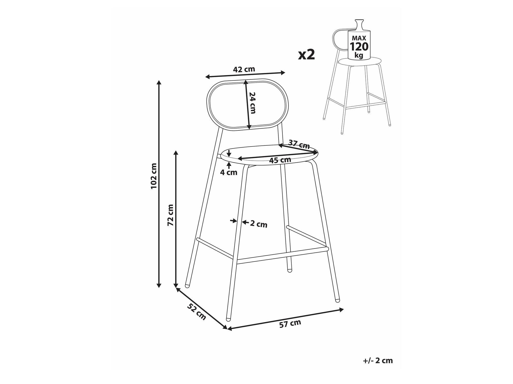 Бар стол Berwyn 2426 (Черен)