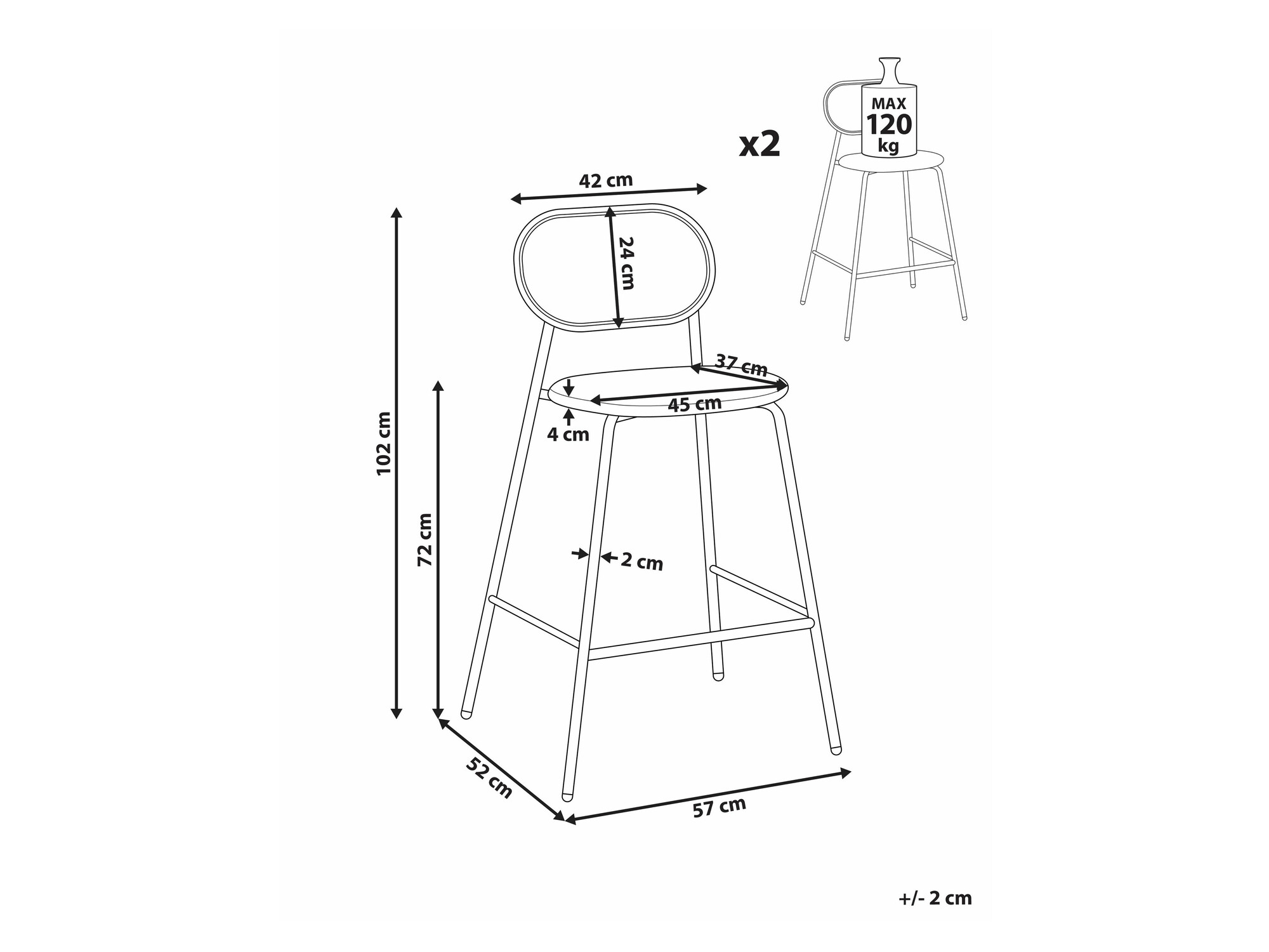 Бар стол Berwyn 2426 (Светлокафяво)