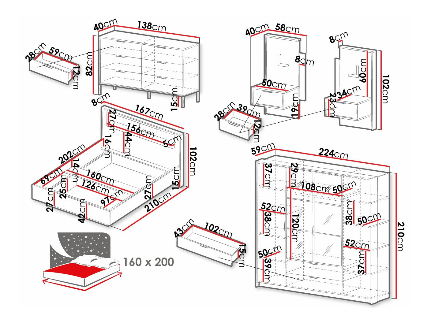 Комплект за спалня Flodale 106