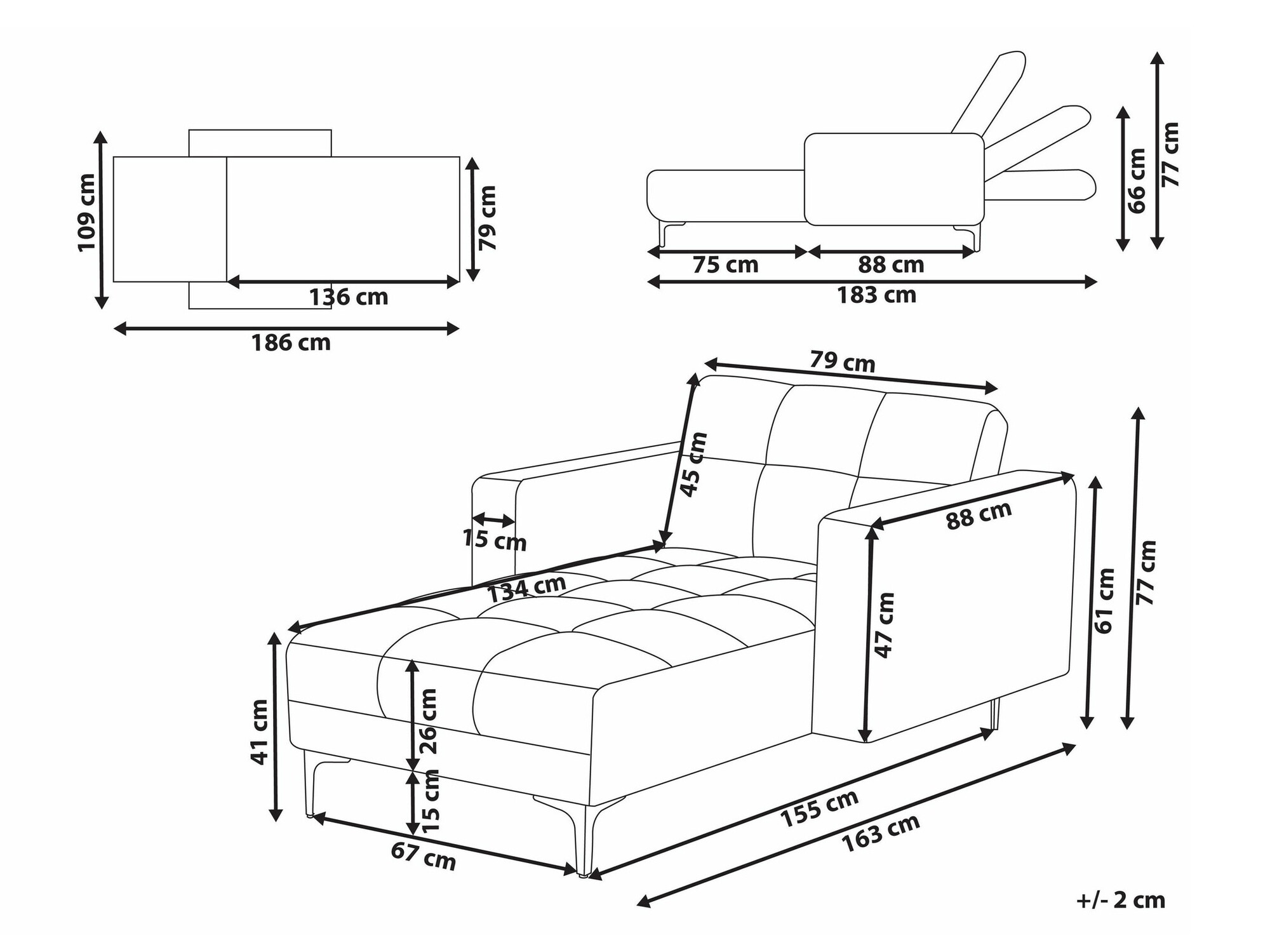 Кушетка Mormiru 100 (Бял)