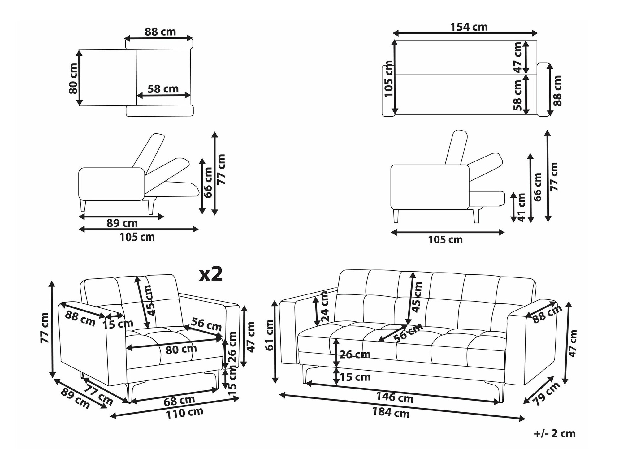 Комплект мека мебел Mormiru 107 (Червен)