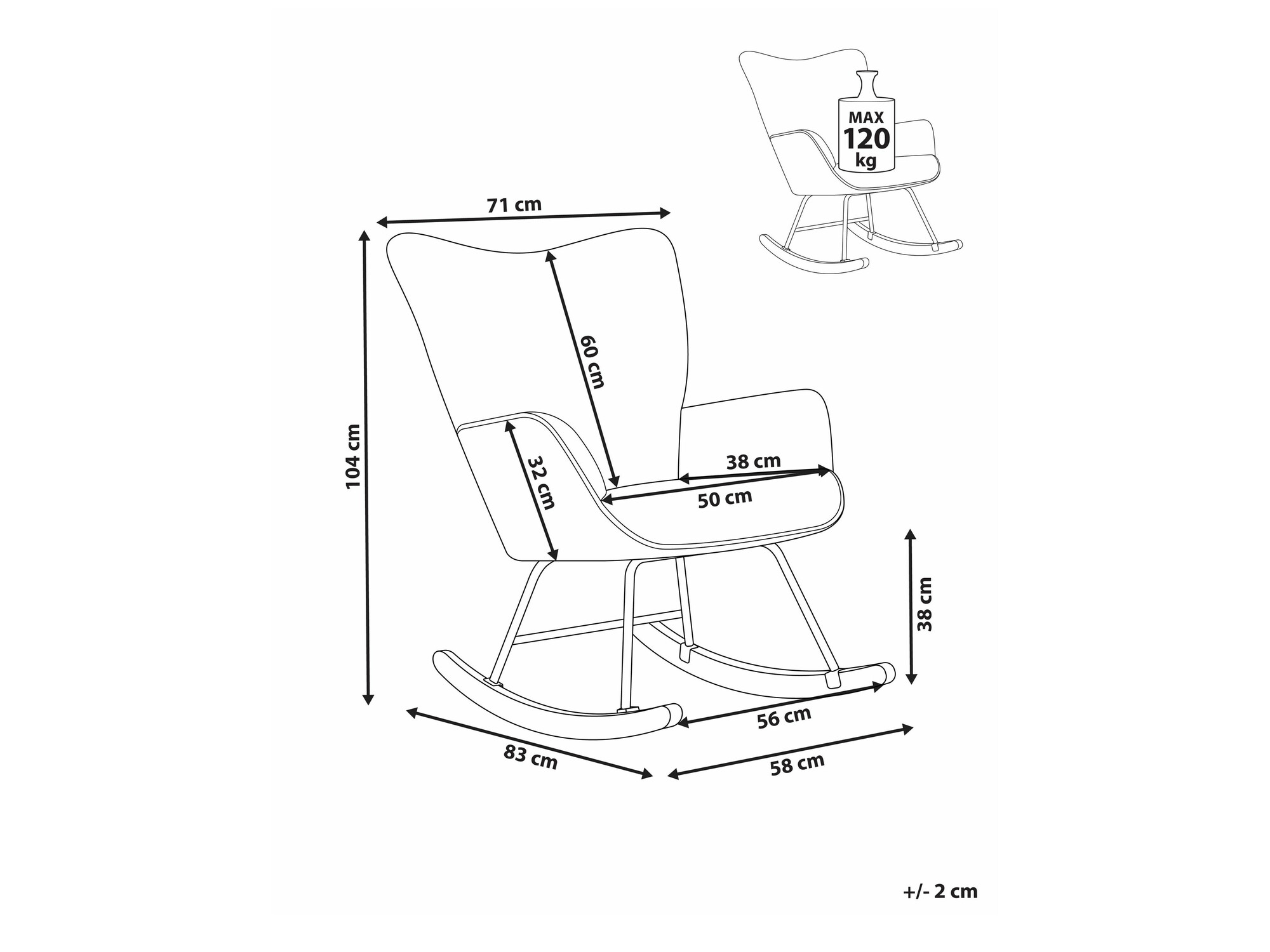 Люлеещ се стол Berwyn 2433 (Сметана)