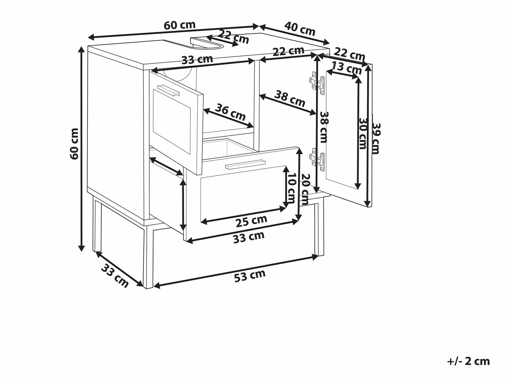 Окачен шкаф за мивка Meldoru 101