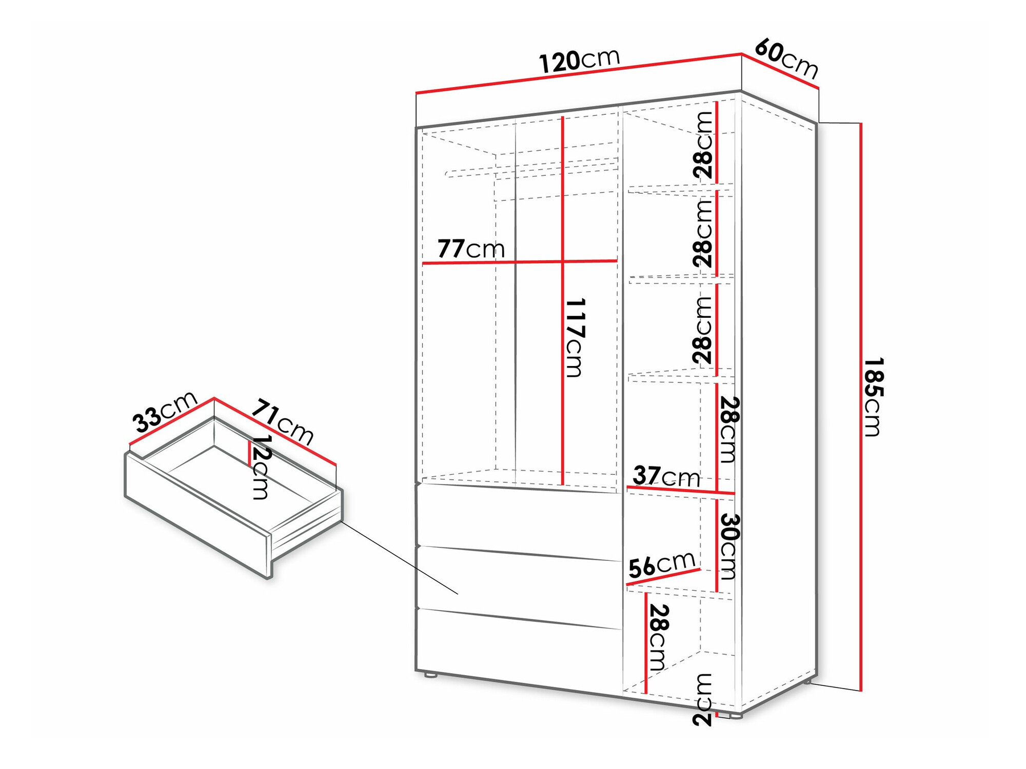 Гардероб Domcali 100 (Бежов + Дъб)