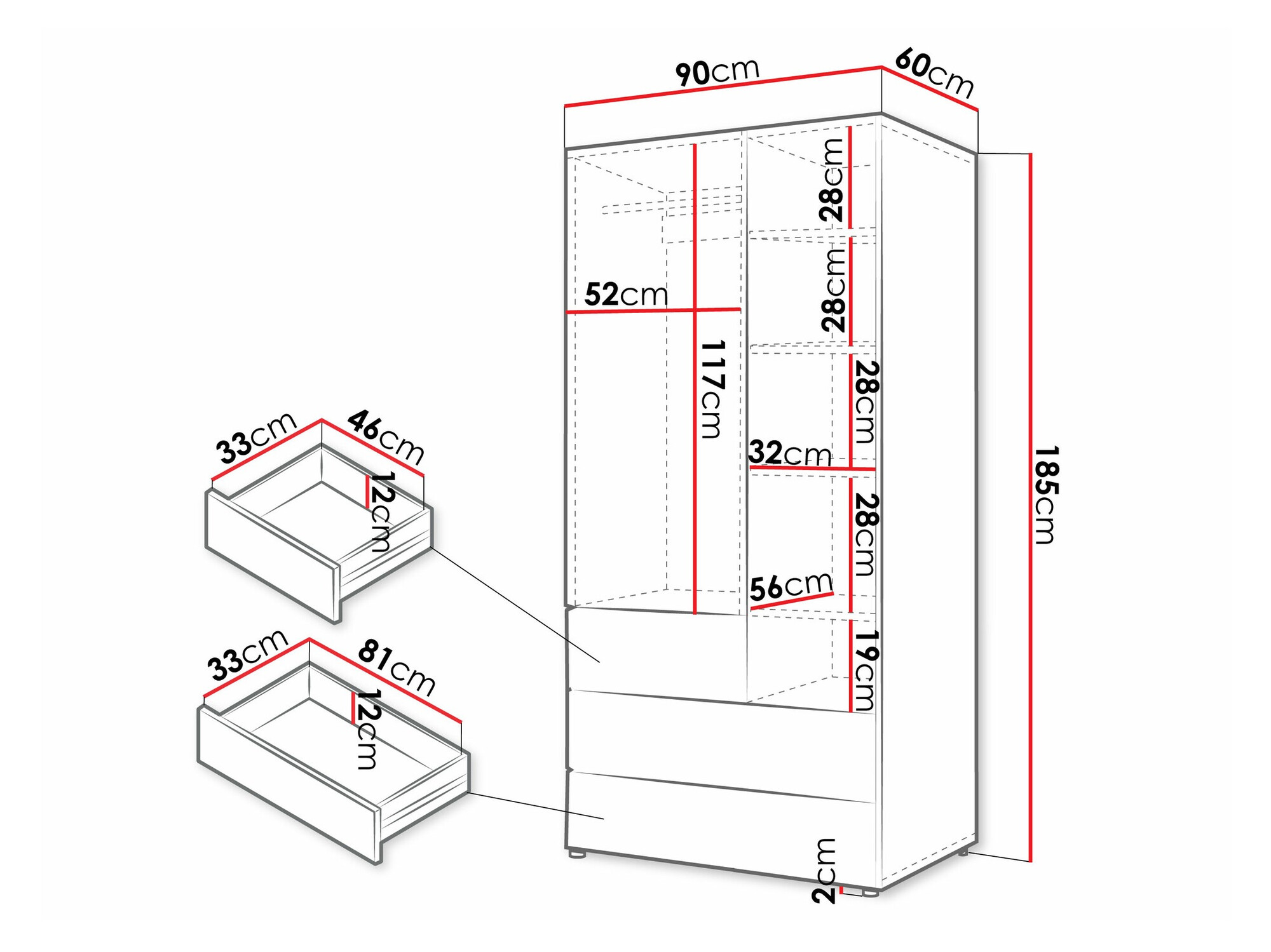 Гардероб Domcali 101 (Сив + Дъб)