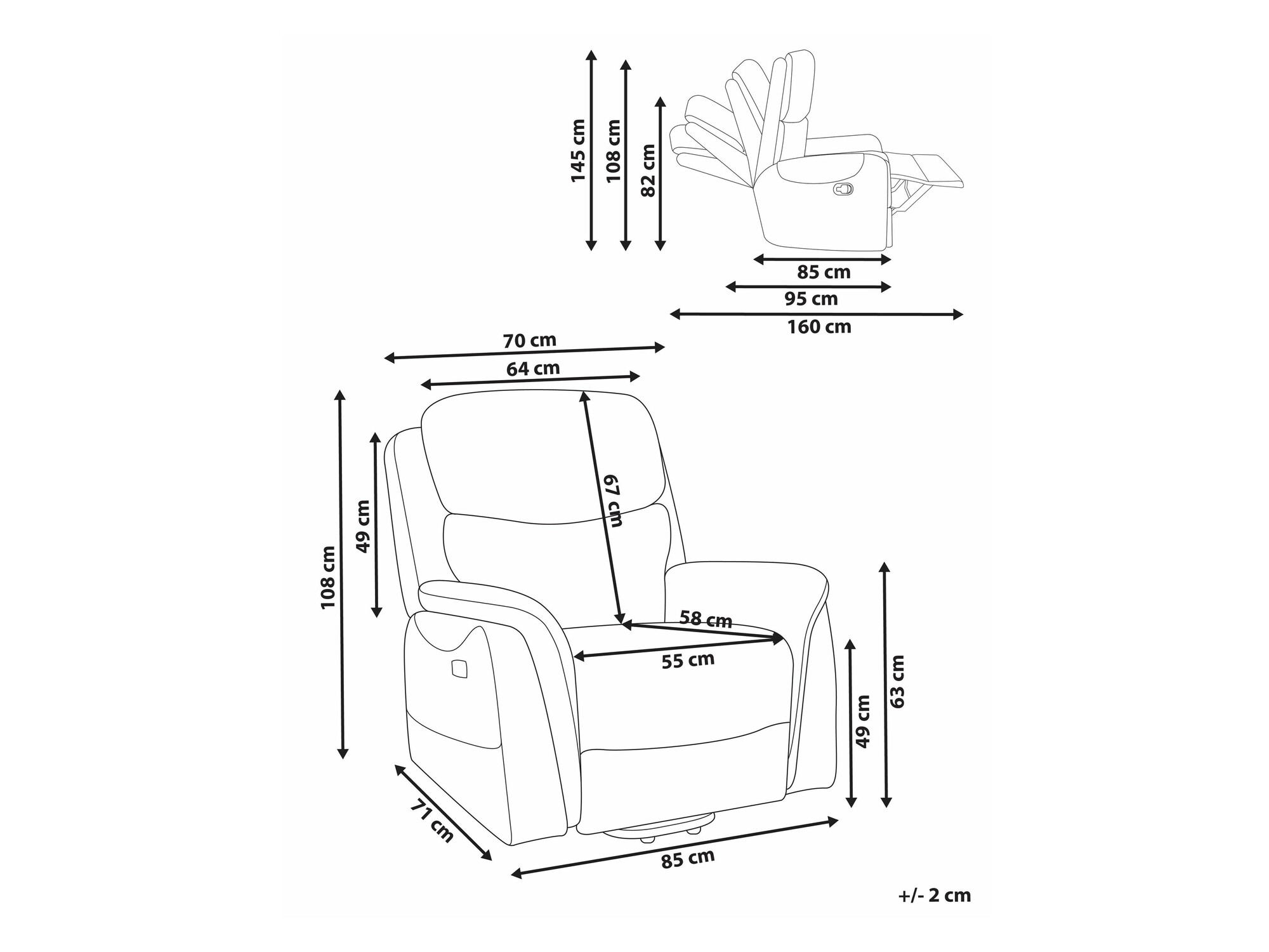 Реклайнер Berwyn 2444 (Кафяв)