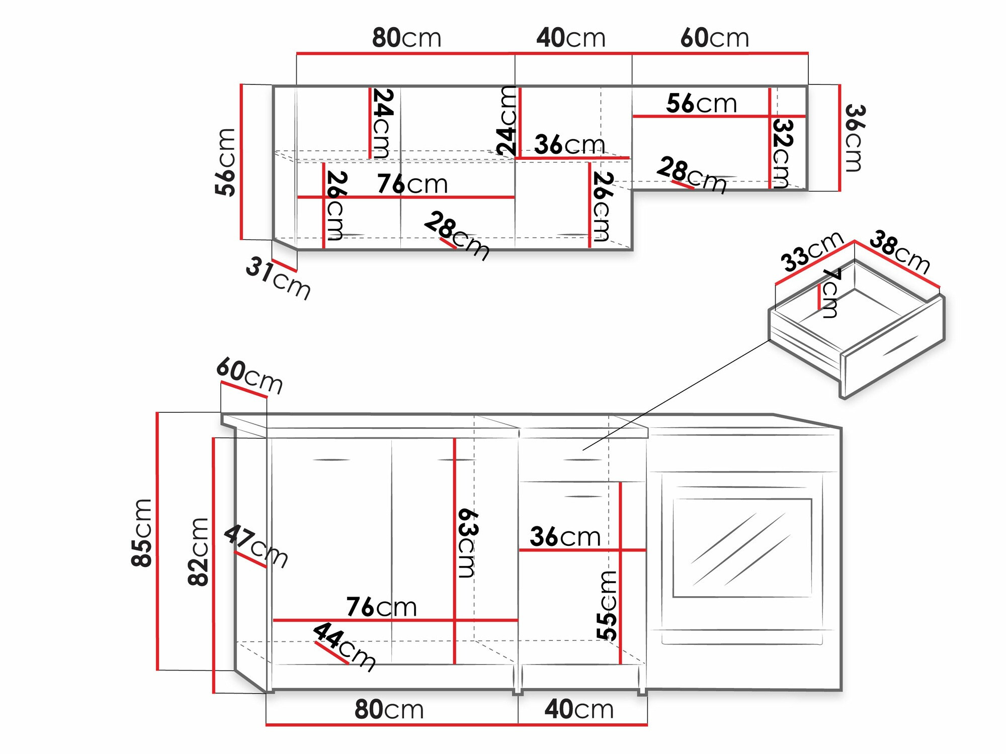 Комплект за кухня Ota (Сонома дъб + Бежов)