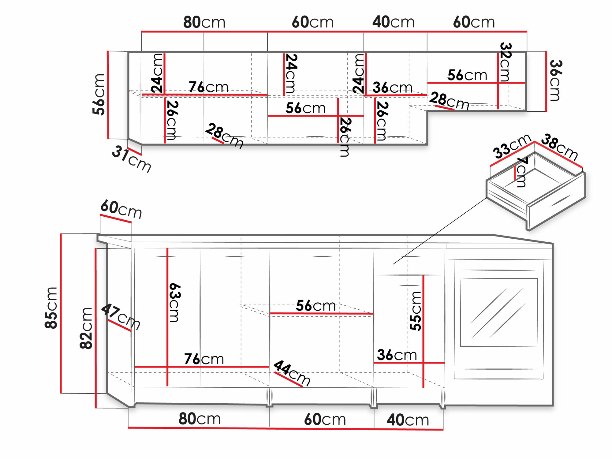 Комплект за кухня Trenton 105 (Artisan дъб + Черен)