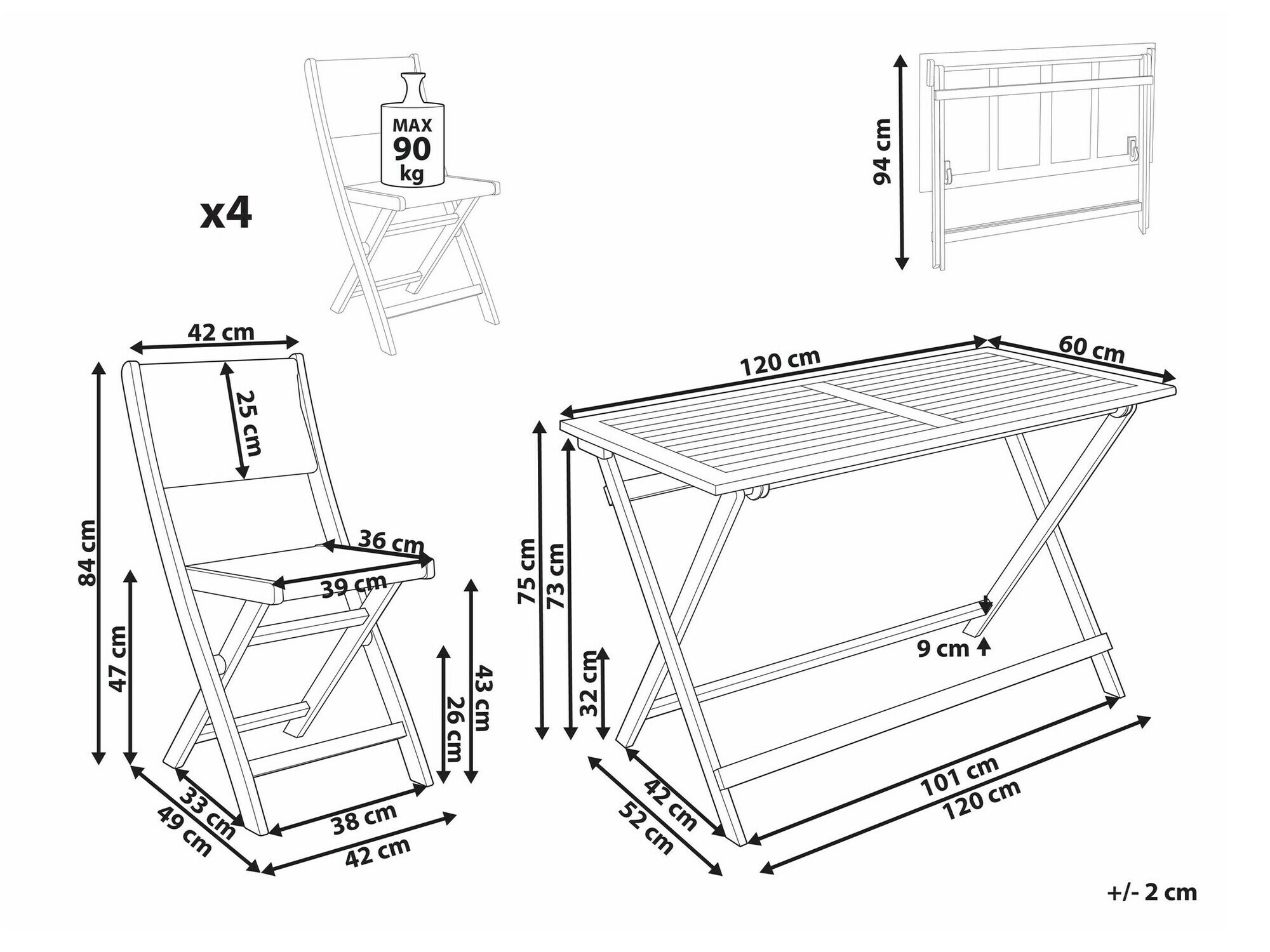 Градински комплект Bensevu 100 (Акация + Бежов)