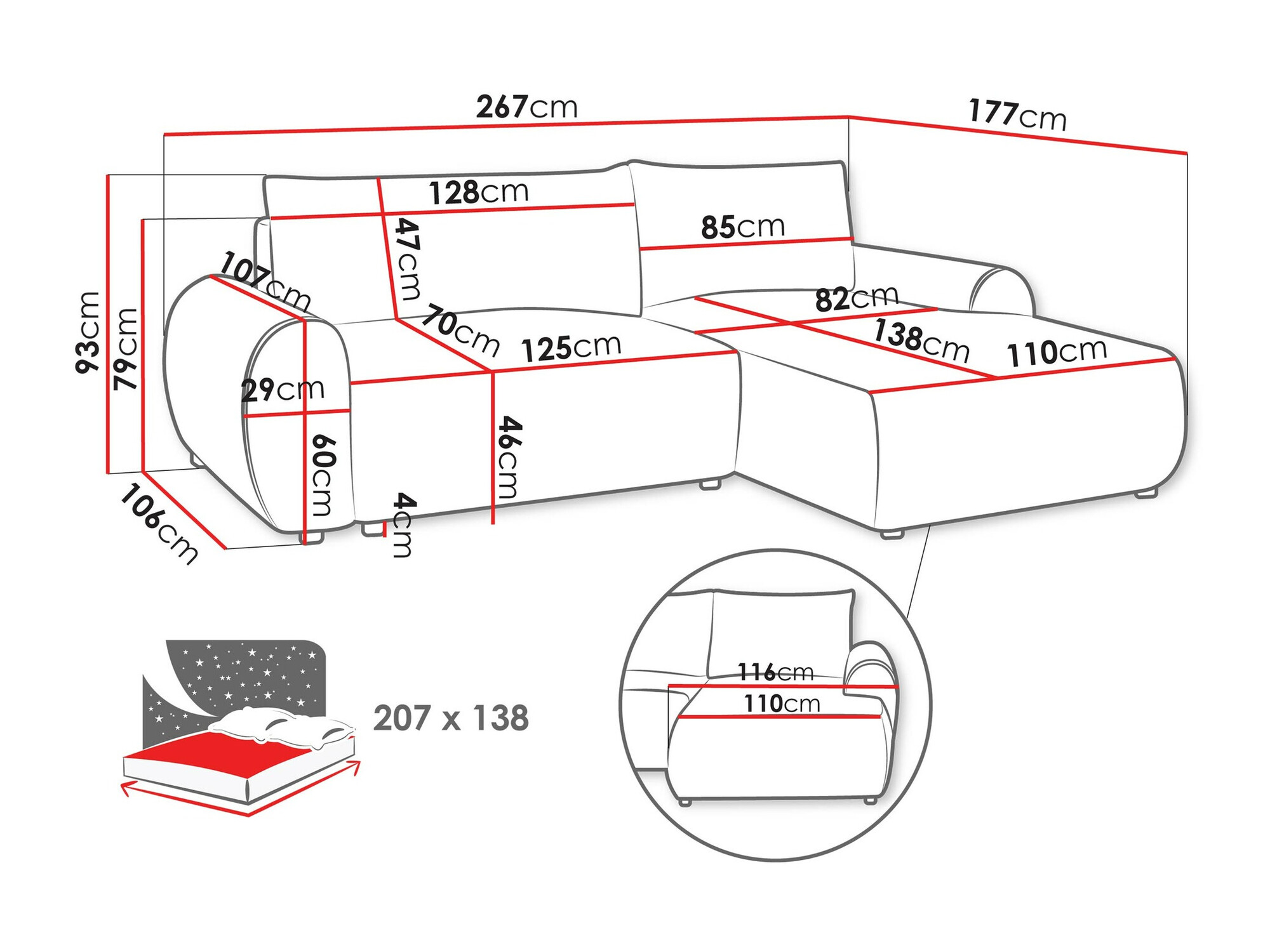 Ъглов диван TrendyNest Strigina (Tilia 86)