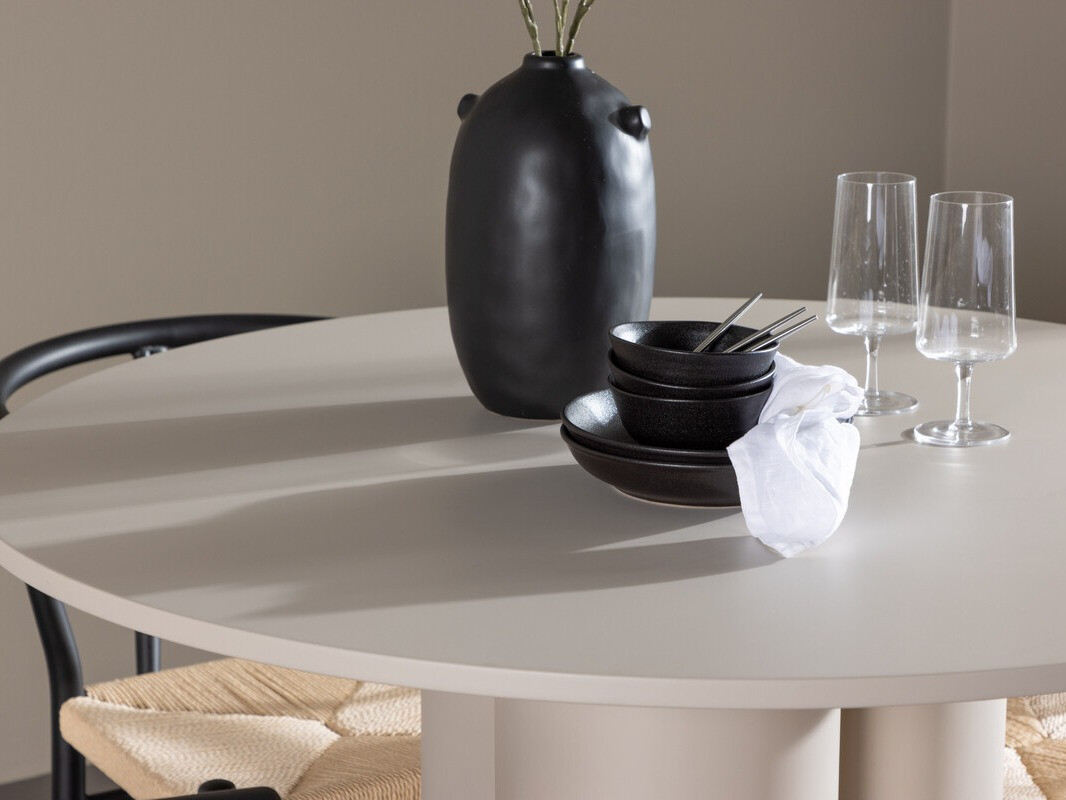 Маса и столове за трапезария Dallas 4688 (Черен + Бежов)