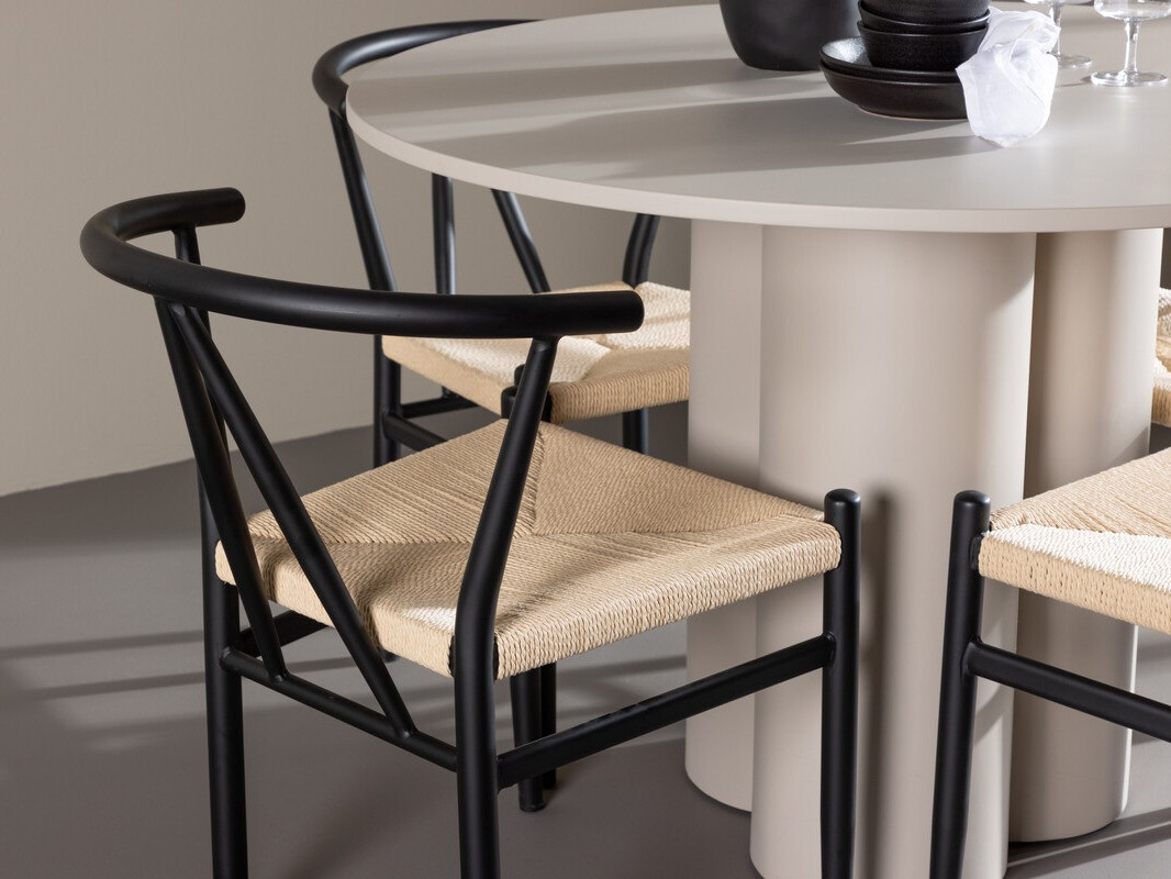 Маса и столове за трапезария Dallas 4688 (Черен + Бежов)