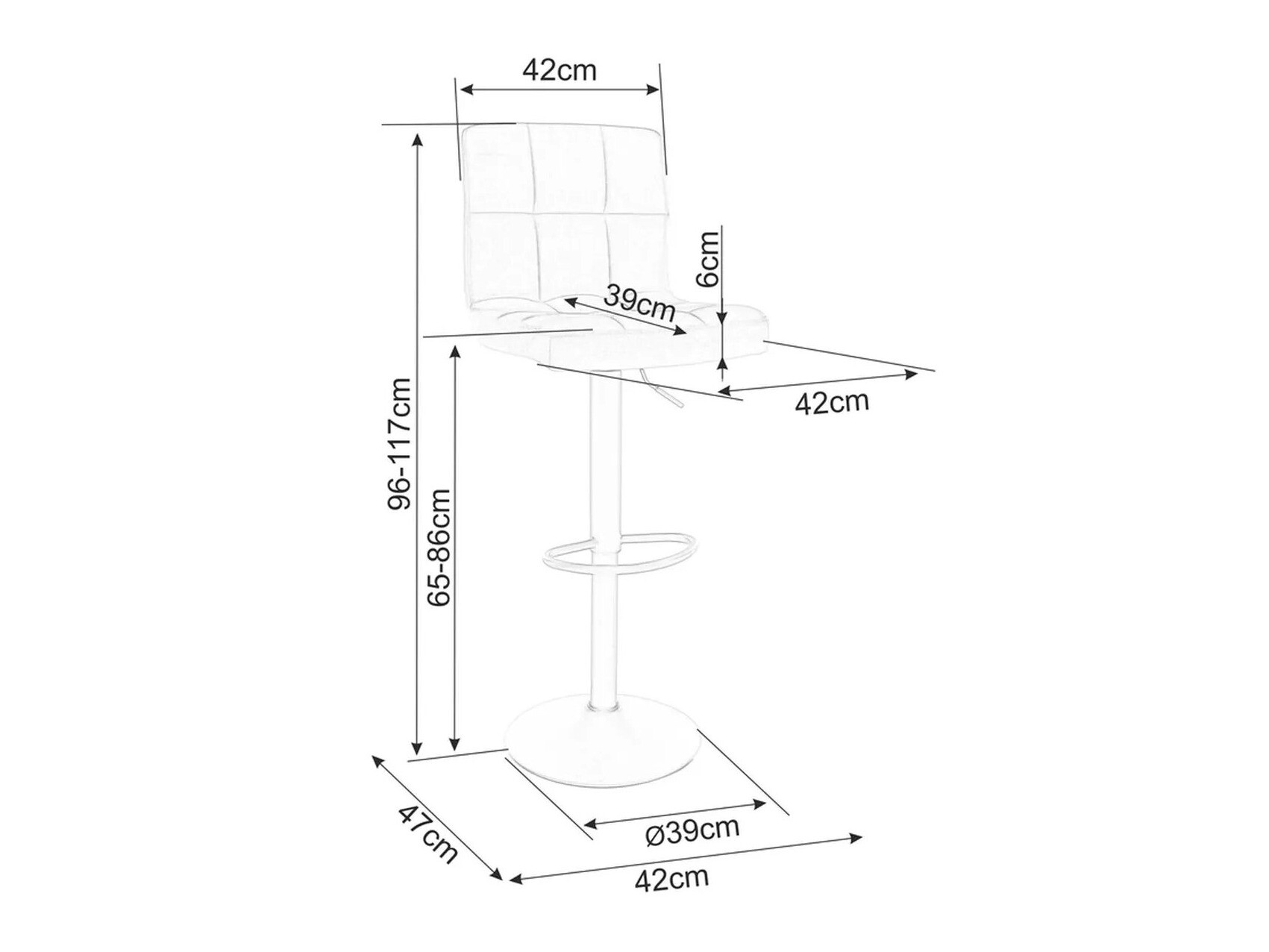 Бар стол Detroit 683 (Черен)