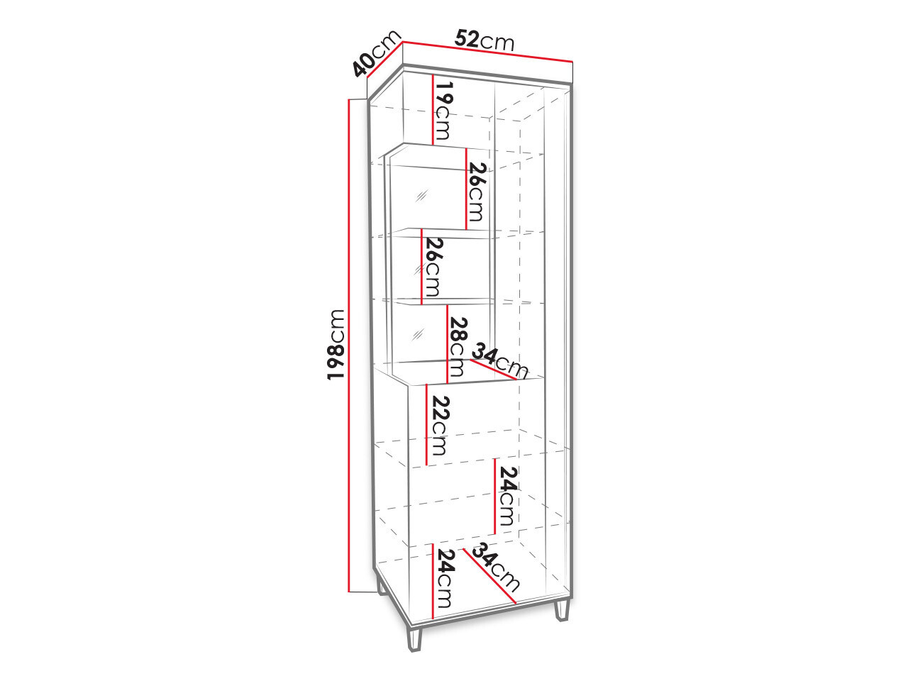 Етажерка Florem I (Бял + Бял гланц + Ярък дърво)