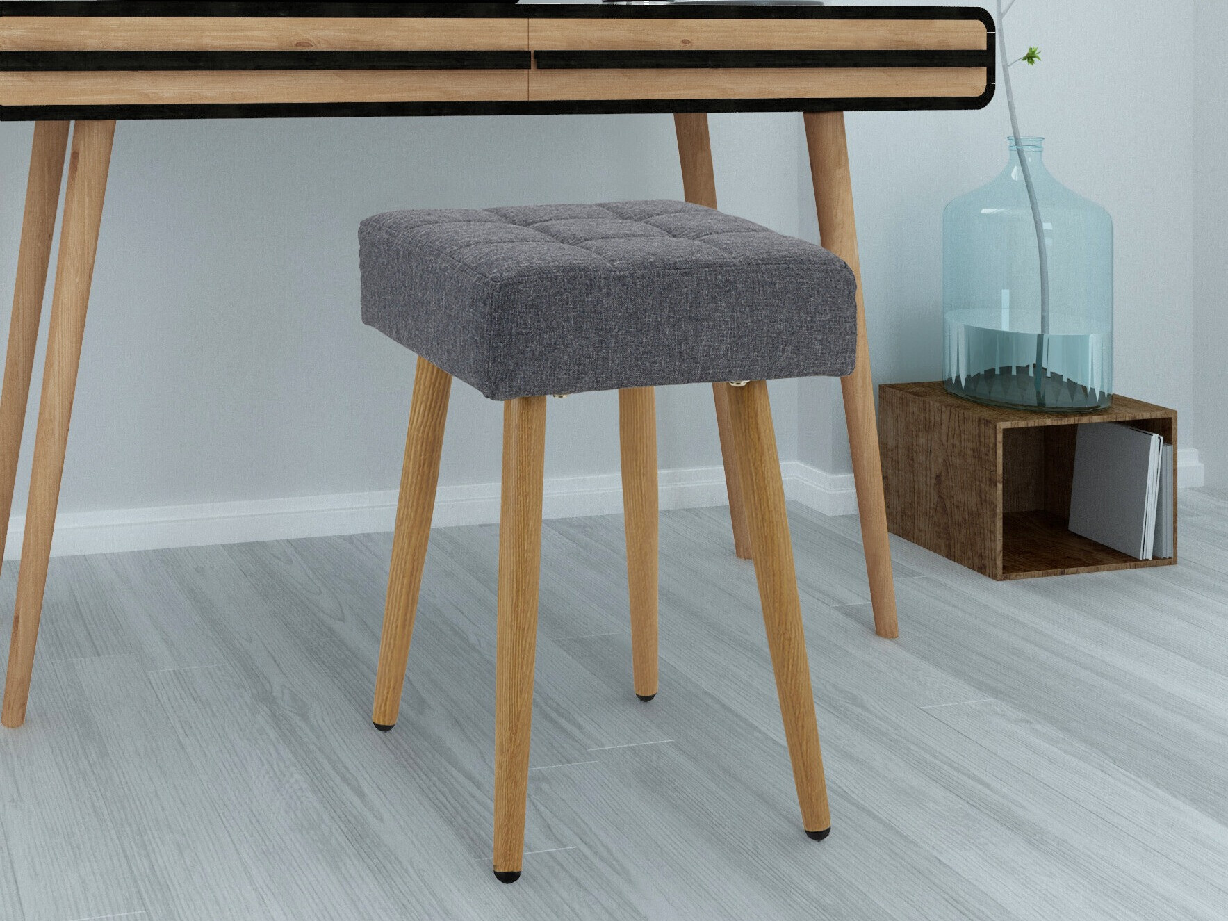 Табуретка Denton 1296 (Антрацит + Дъб)