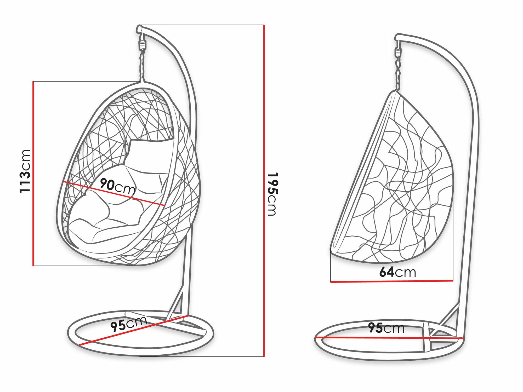 Градинска люлка Miami 307 (Черен + Сметана)