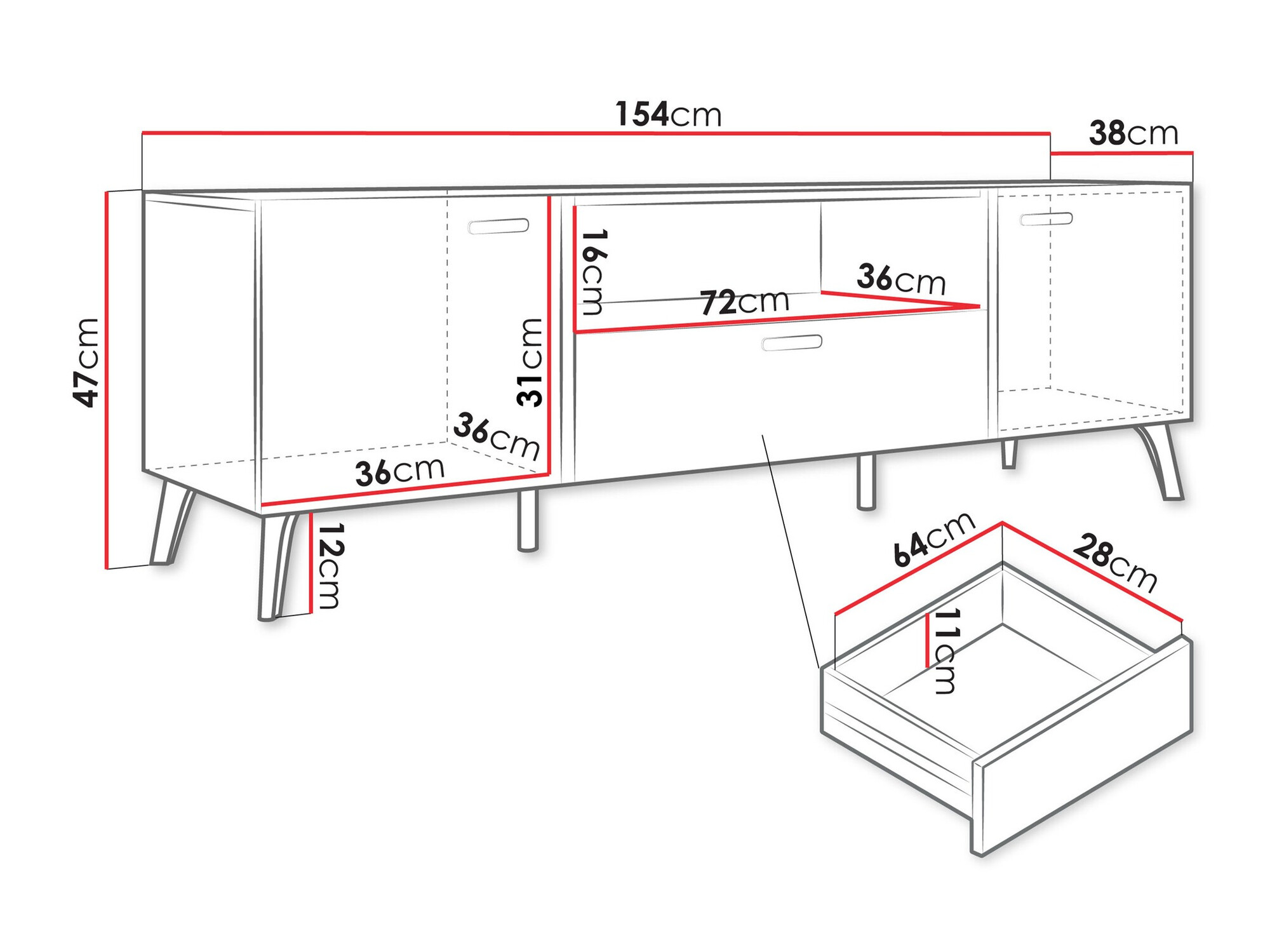 ТВ шкаф Comfivo Teslomo 113 (Бял + Бял гланц)