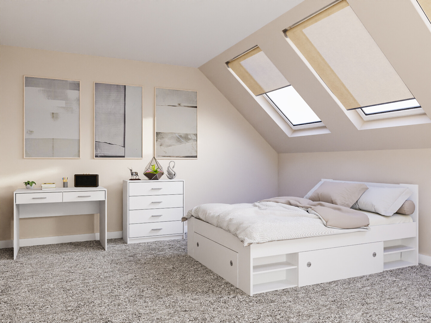 Комплект за спалня Novsore 155 (Бял)