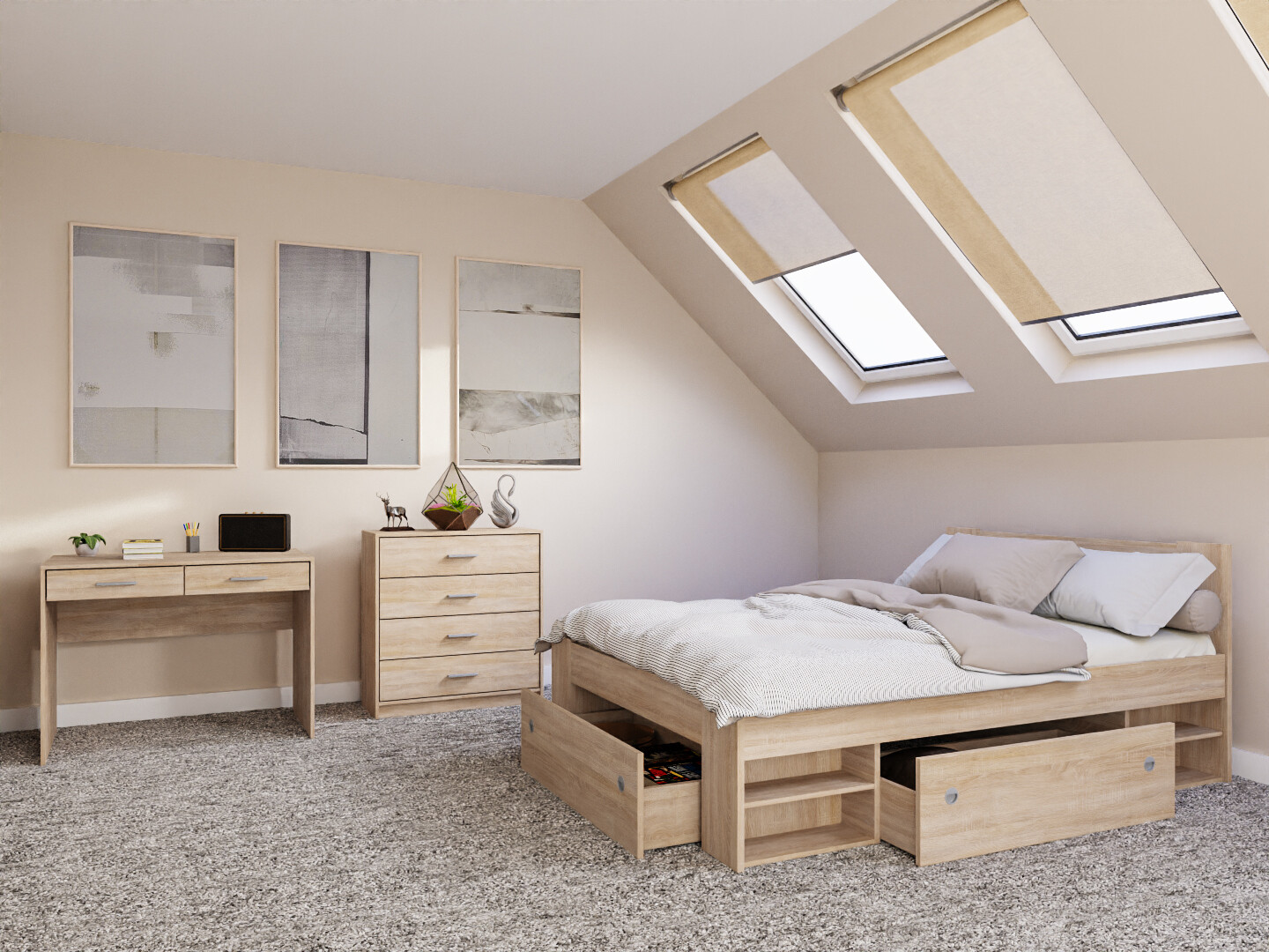 Комплект за спалня Novsore 155 (Сонома дъб)